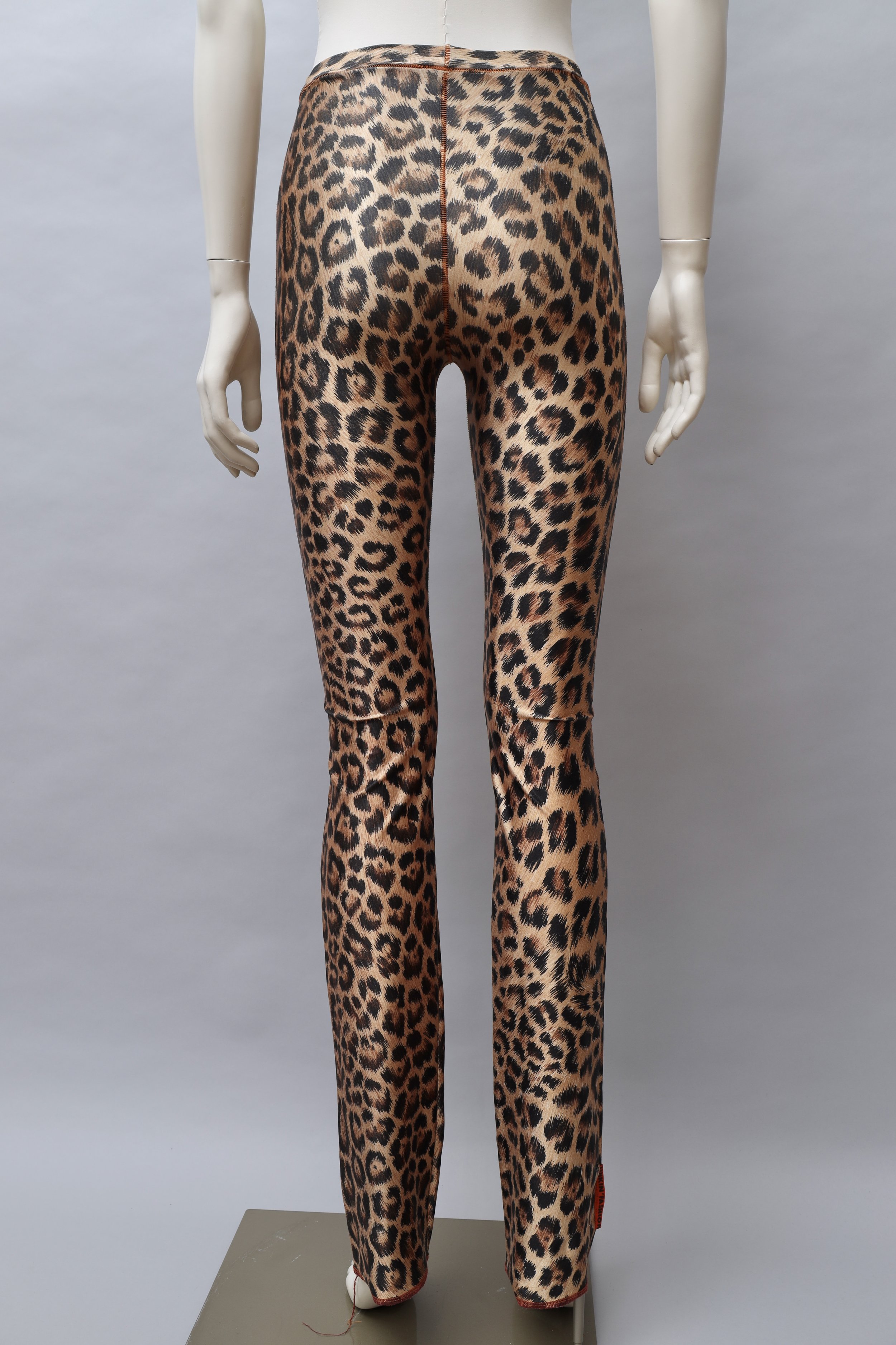 1990s Xuly Bët shiny leopard print stretch pants