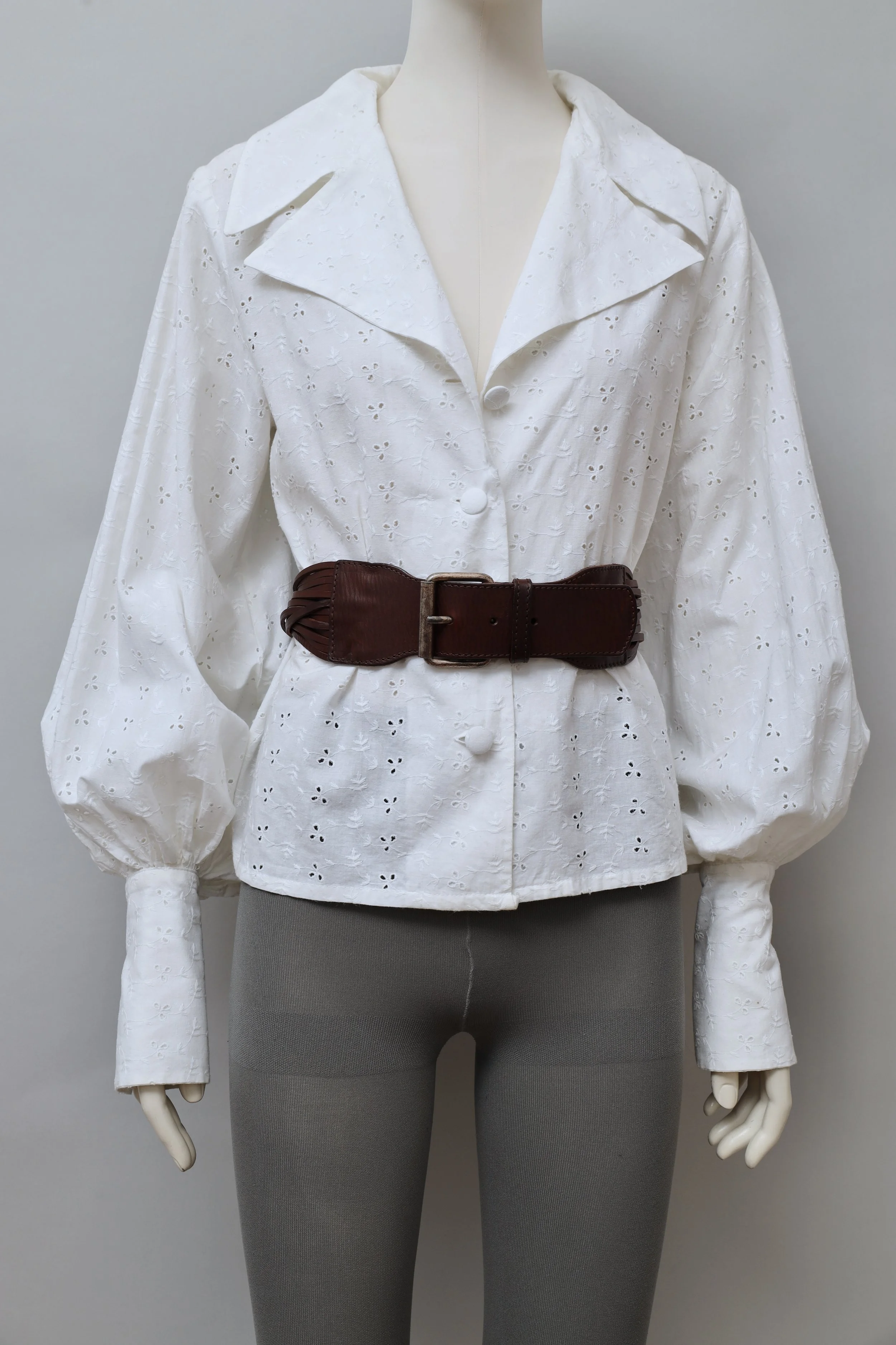 1990s Future Ozbek twisted brown leather waist belt