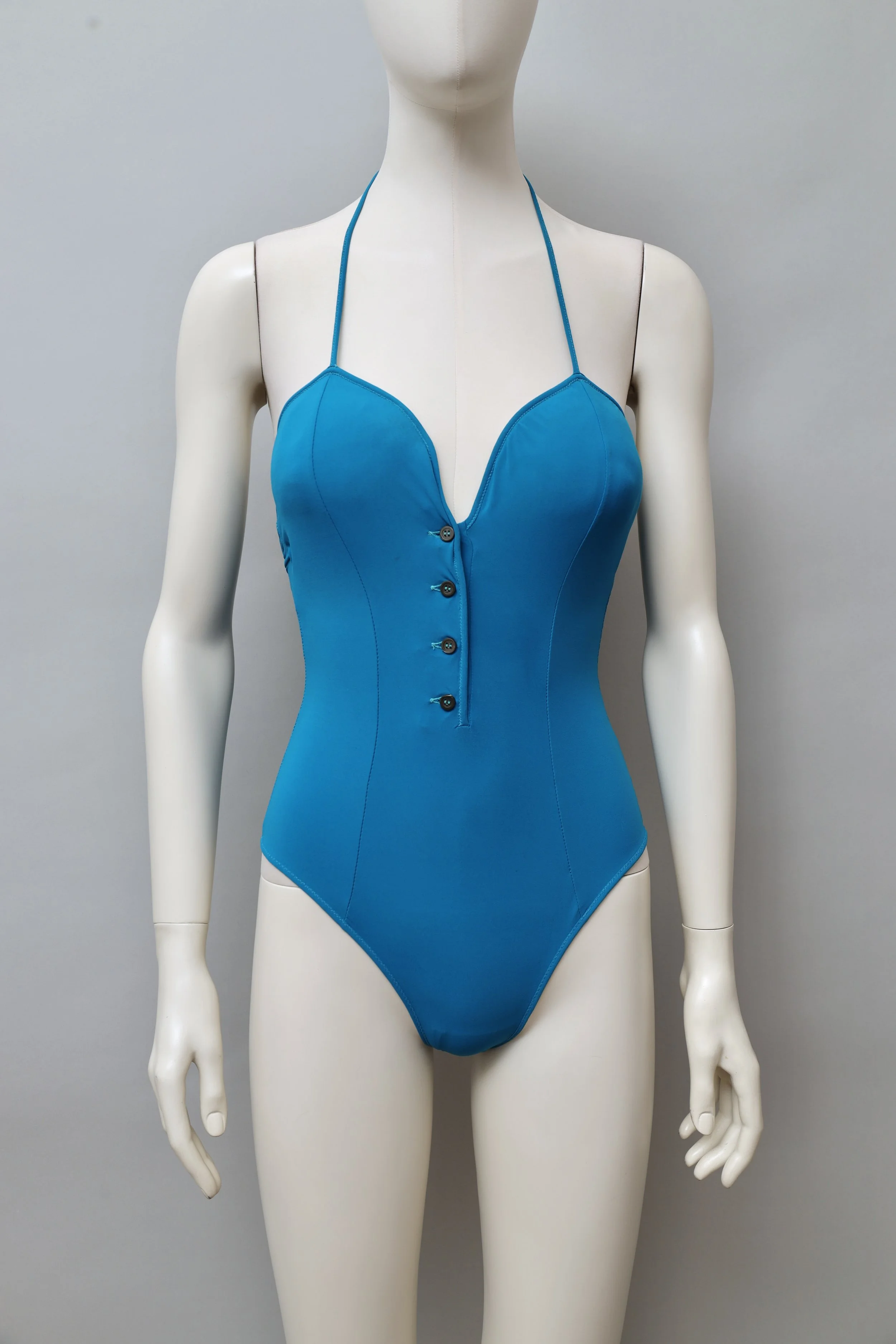 1990s Romeo Gigli Mare blue tiestring swimsuit