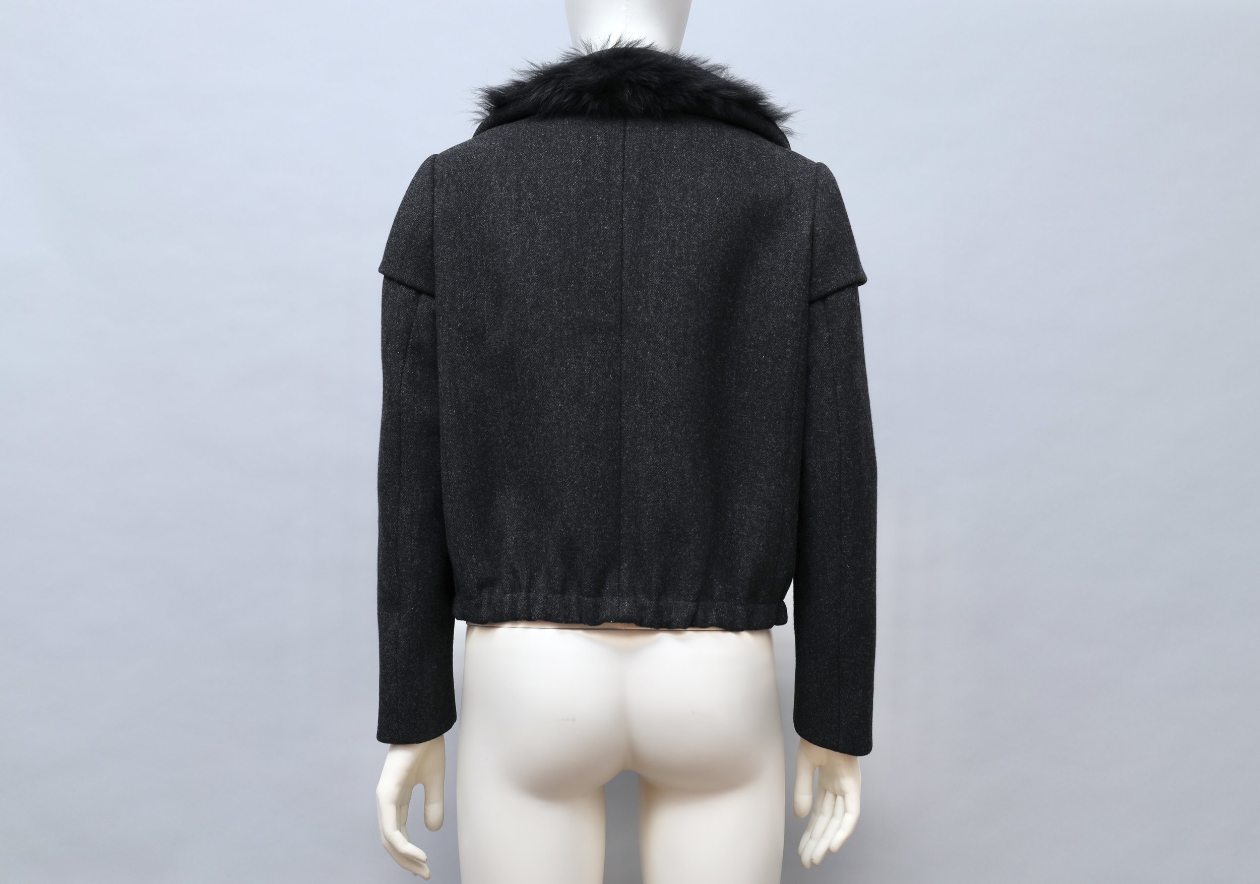 2000s Prada dark gray padded wool blouson jacket