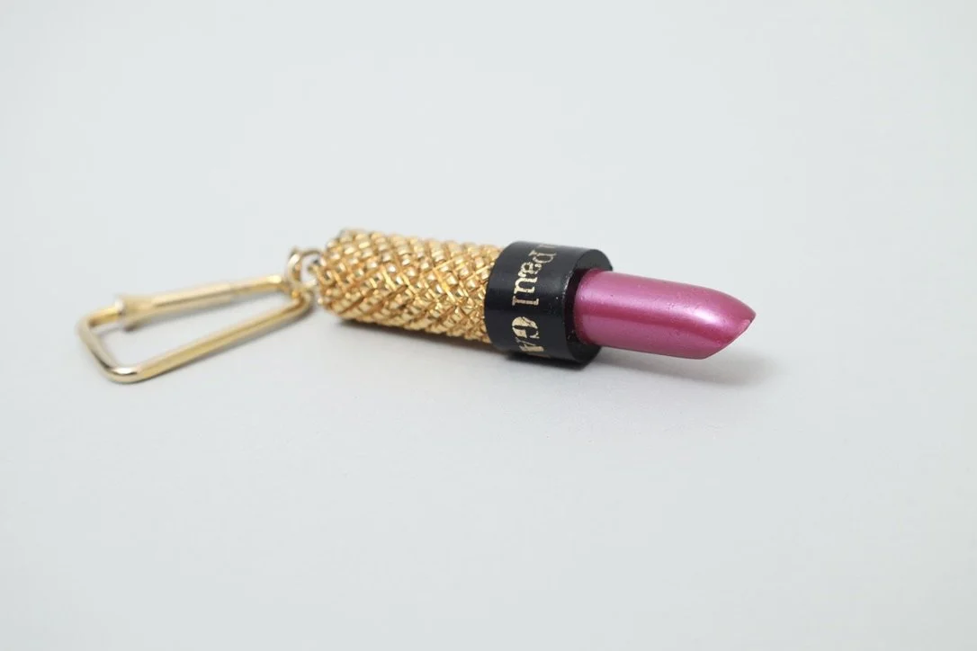 1980s Jean Paul Gaultier pink lipstick carabiner keychain