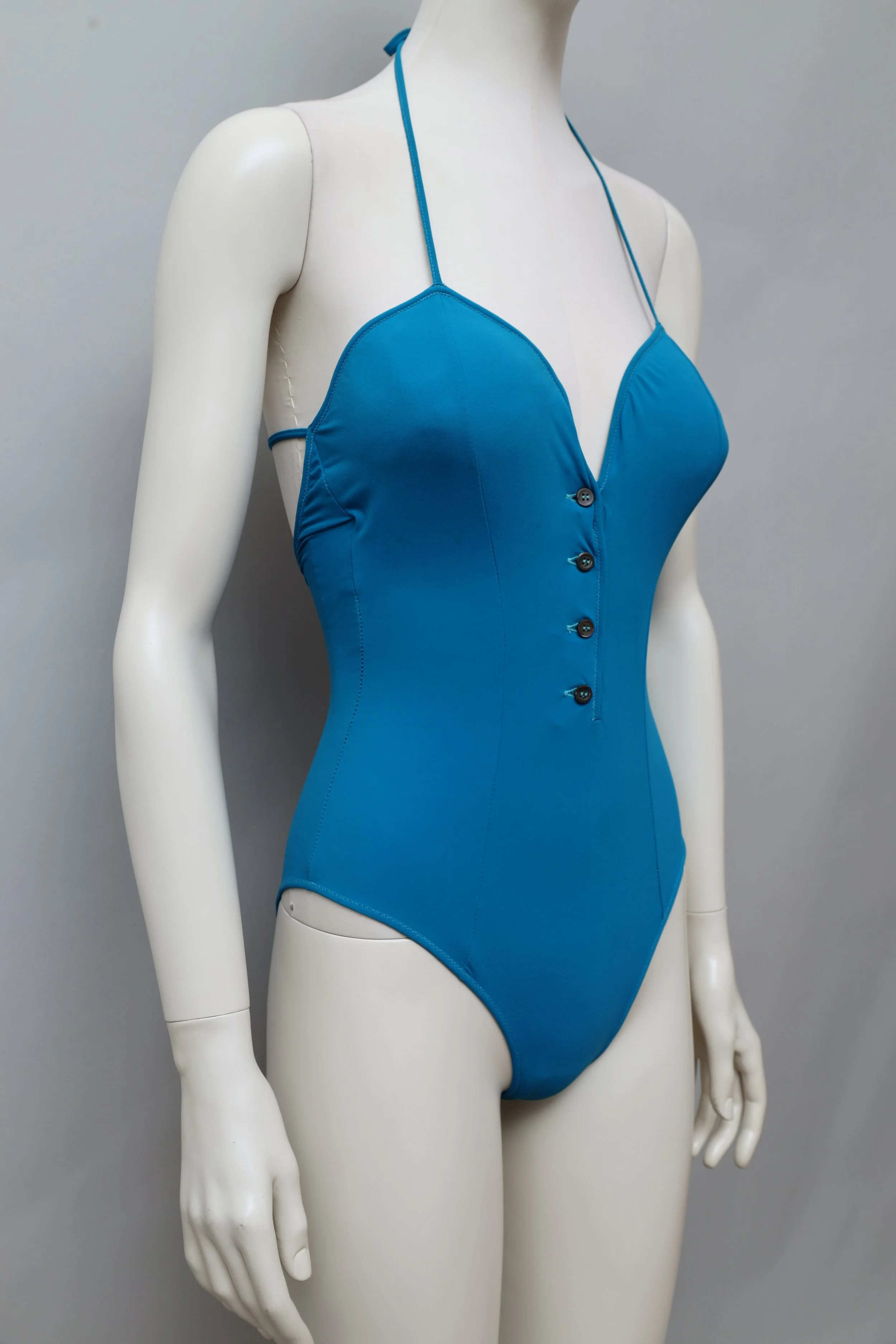 1990s Romeo Gigli Mare blue tiestring swimsuit