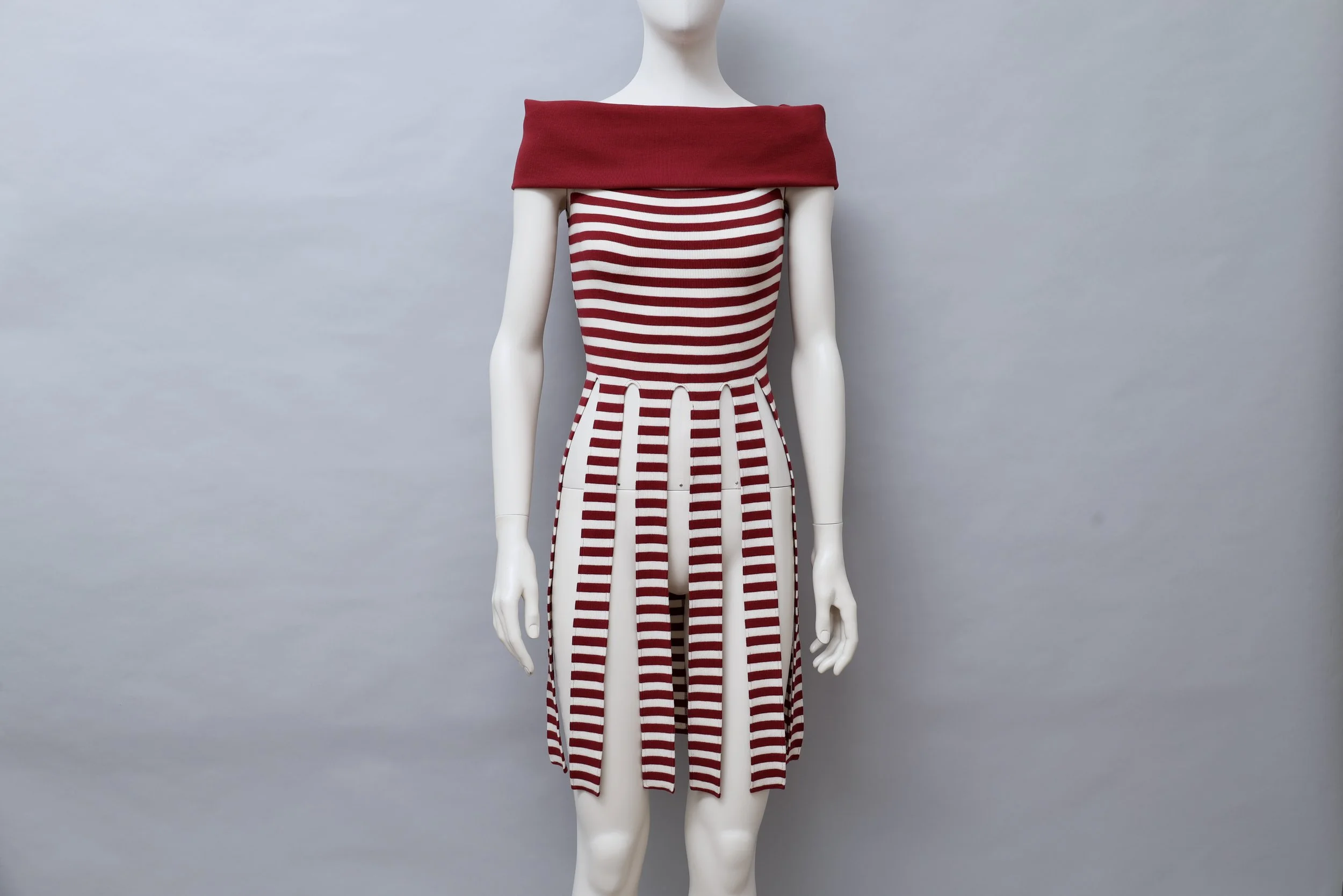 1990s Plein Sud red and white striped top with panels