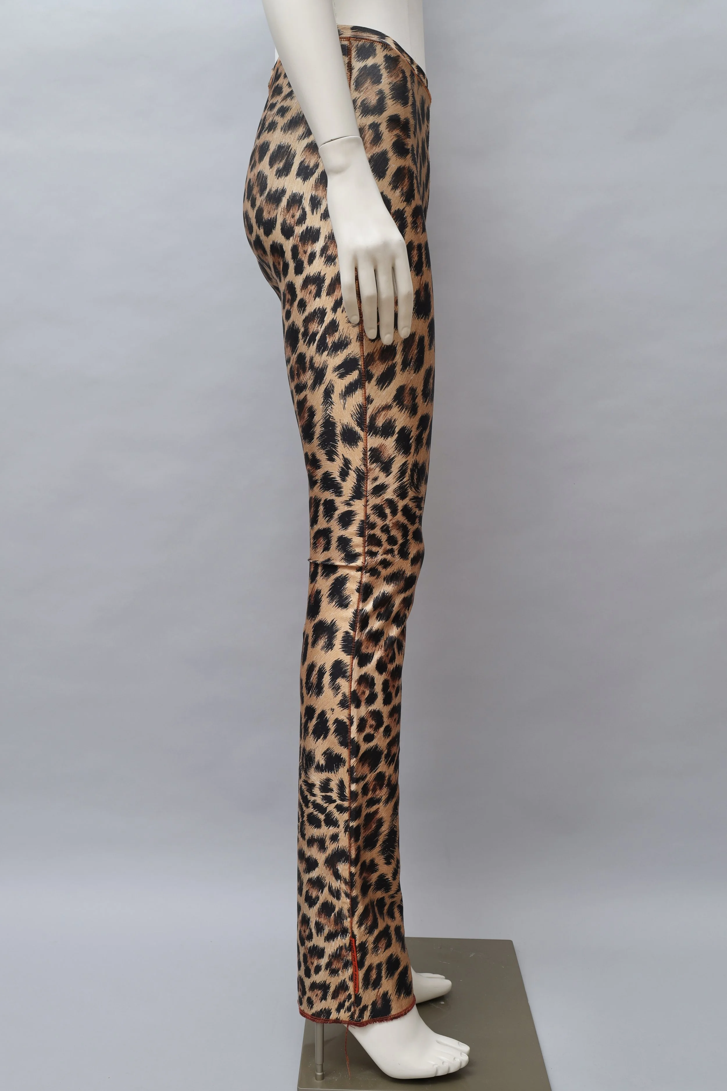 1990s Xuly Bët shiny leopard print stretch pants