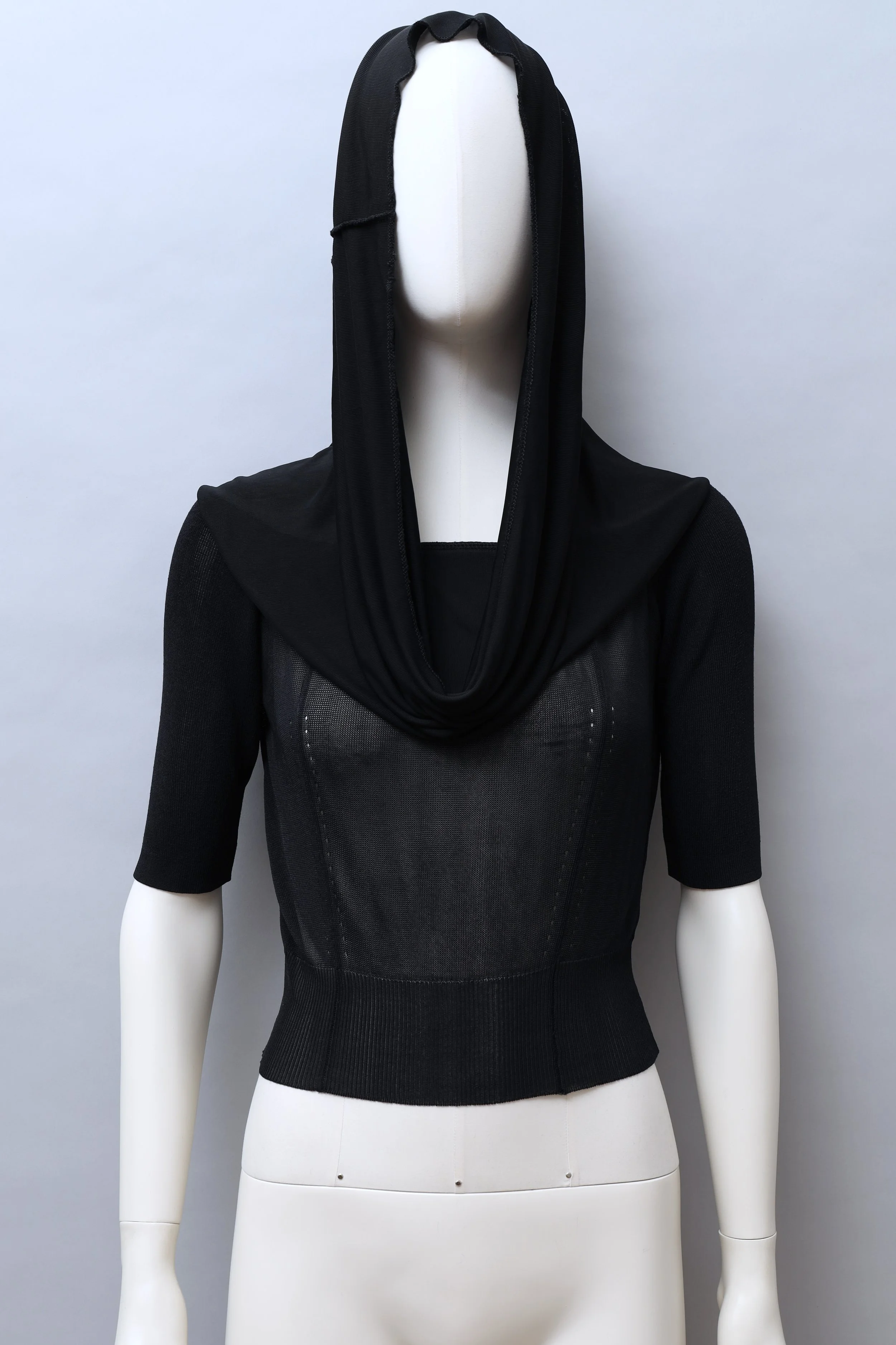 1990s Jean Paul Gaultier black knit off shoulder top