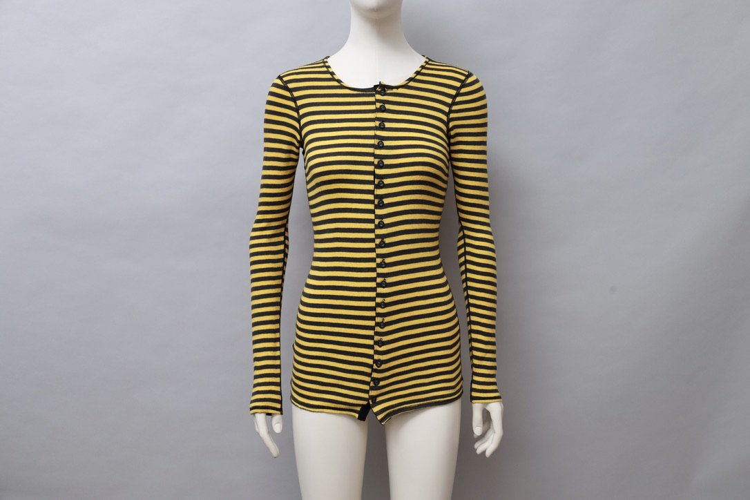 early 1970s Biba black and yellow striped cotton cardigan