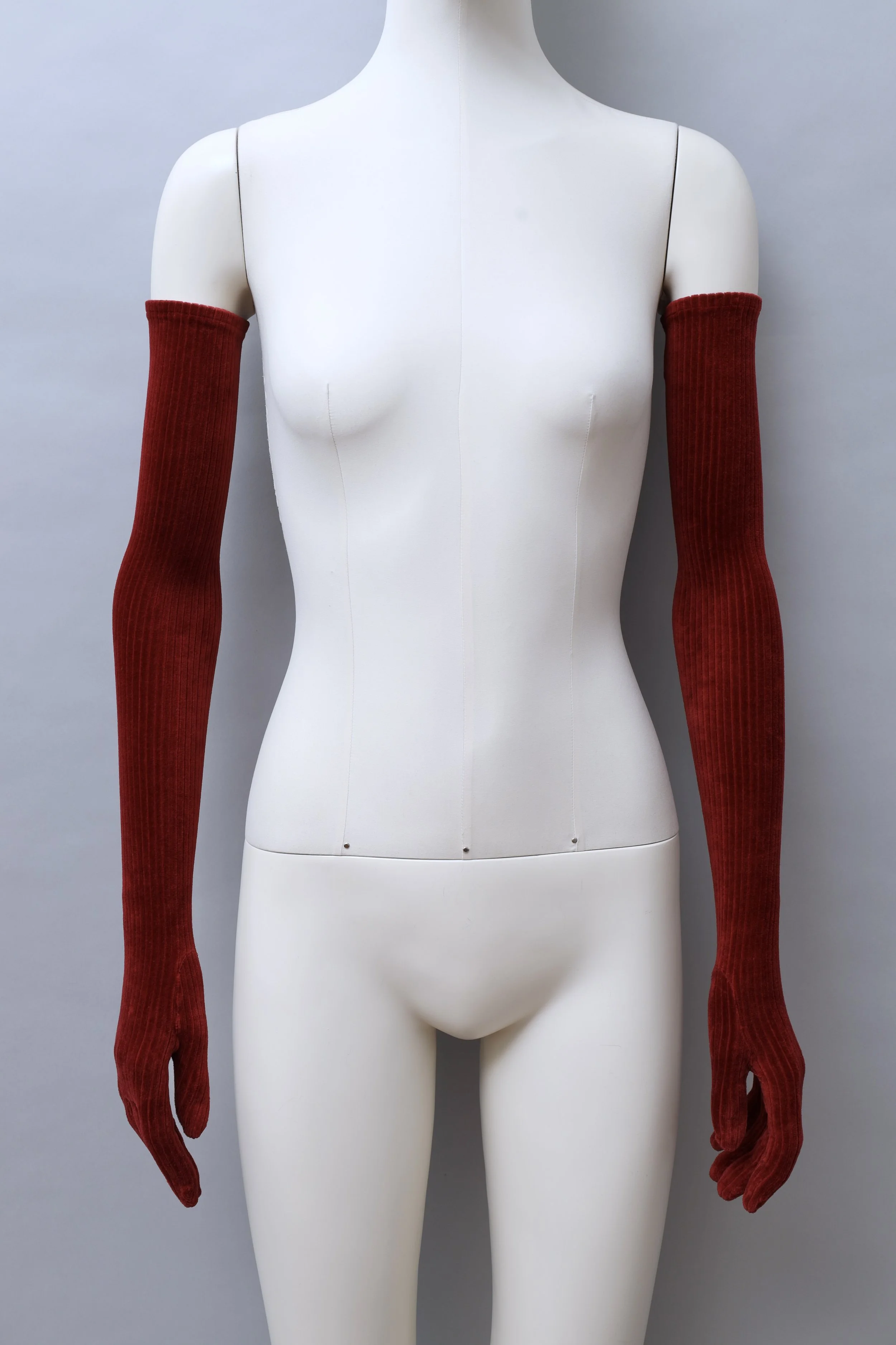 1990s G Gigli burgundy velvet corduroy opera gloves
