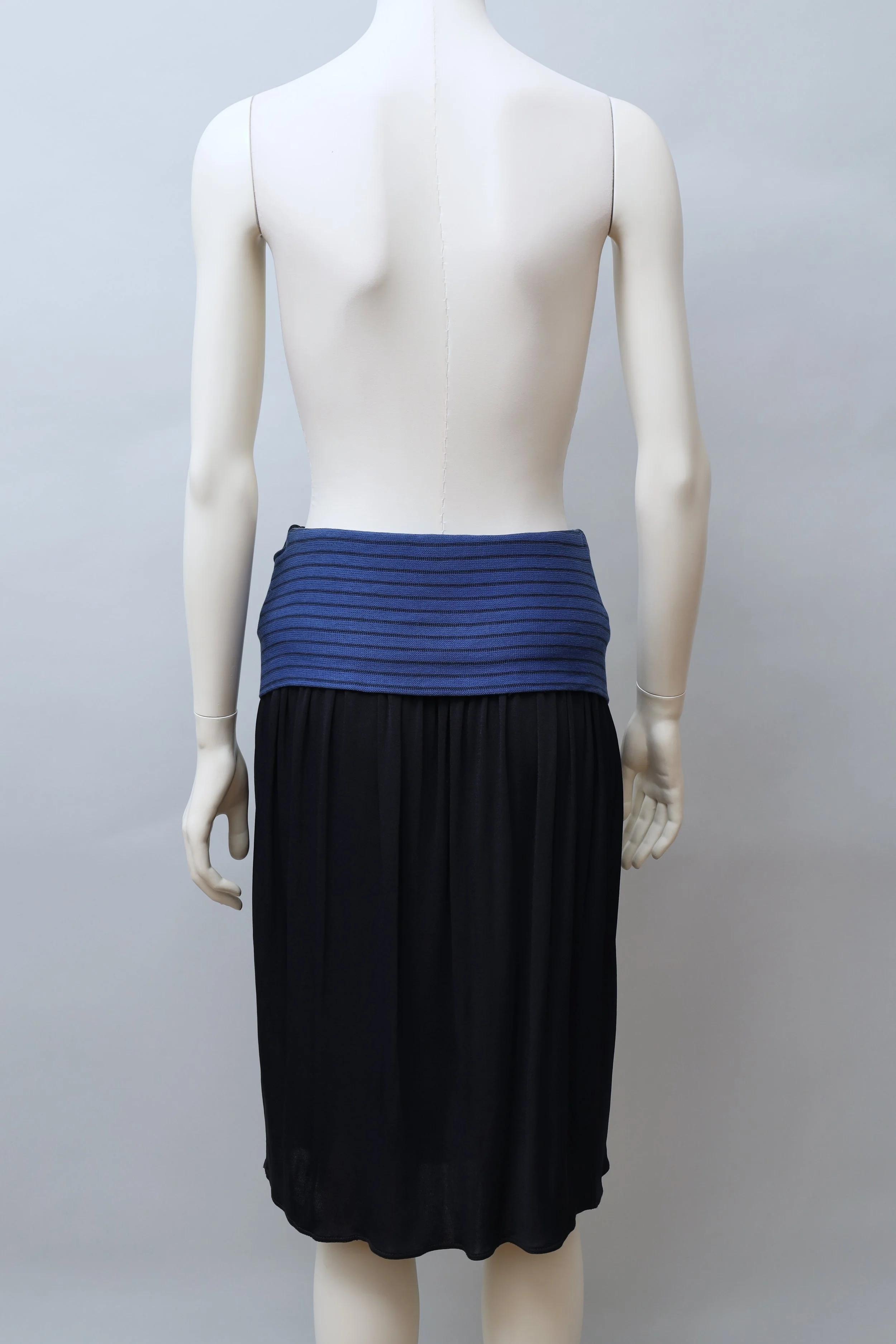 1980s Callaghan by Gianni Versace striped blue tie waist tiered skirt