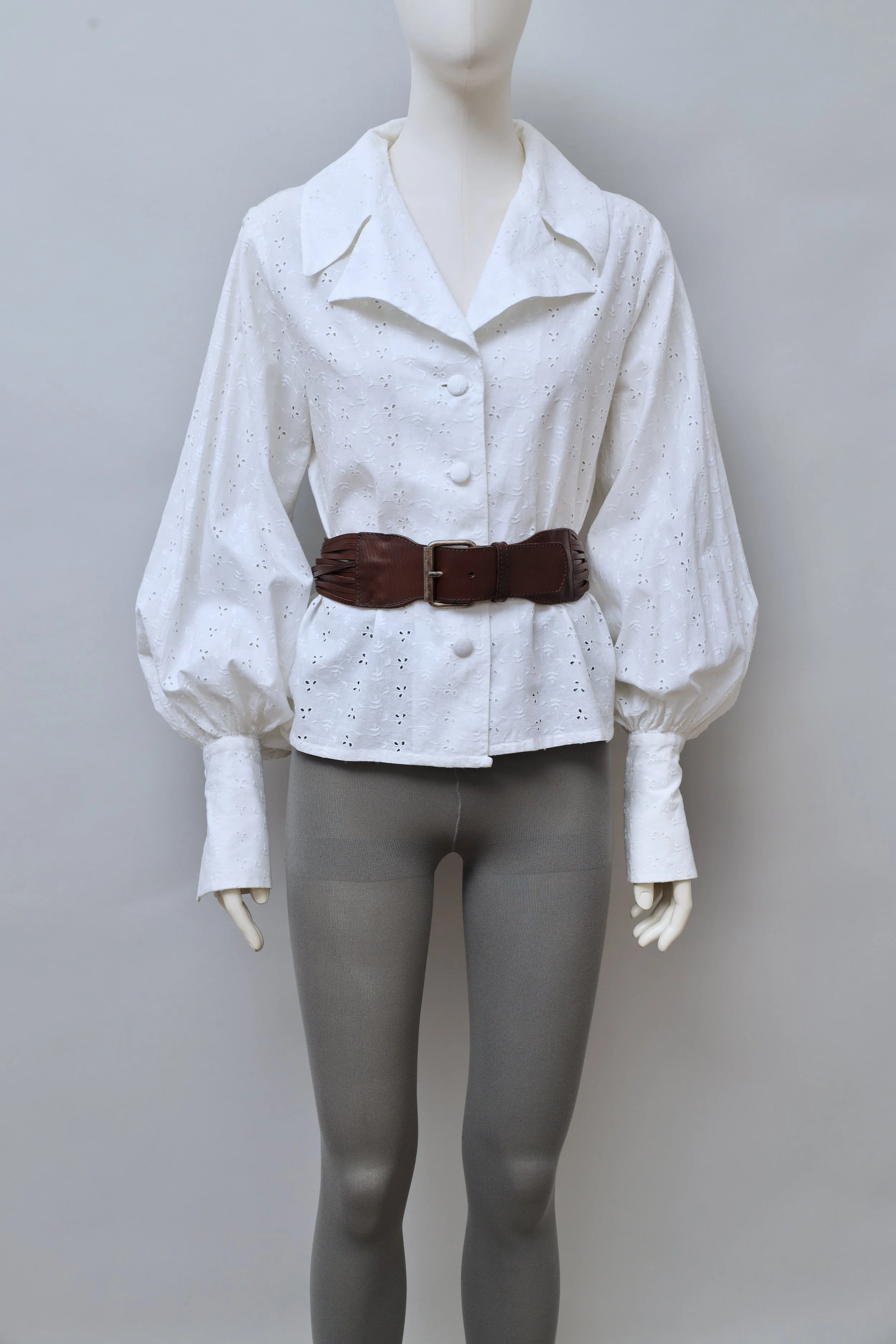 1980s Corinne Cobson broderie anglaise poet sleeve blouse