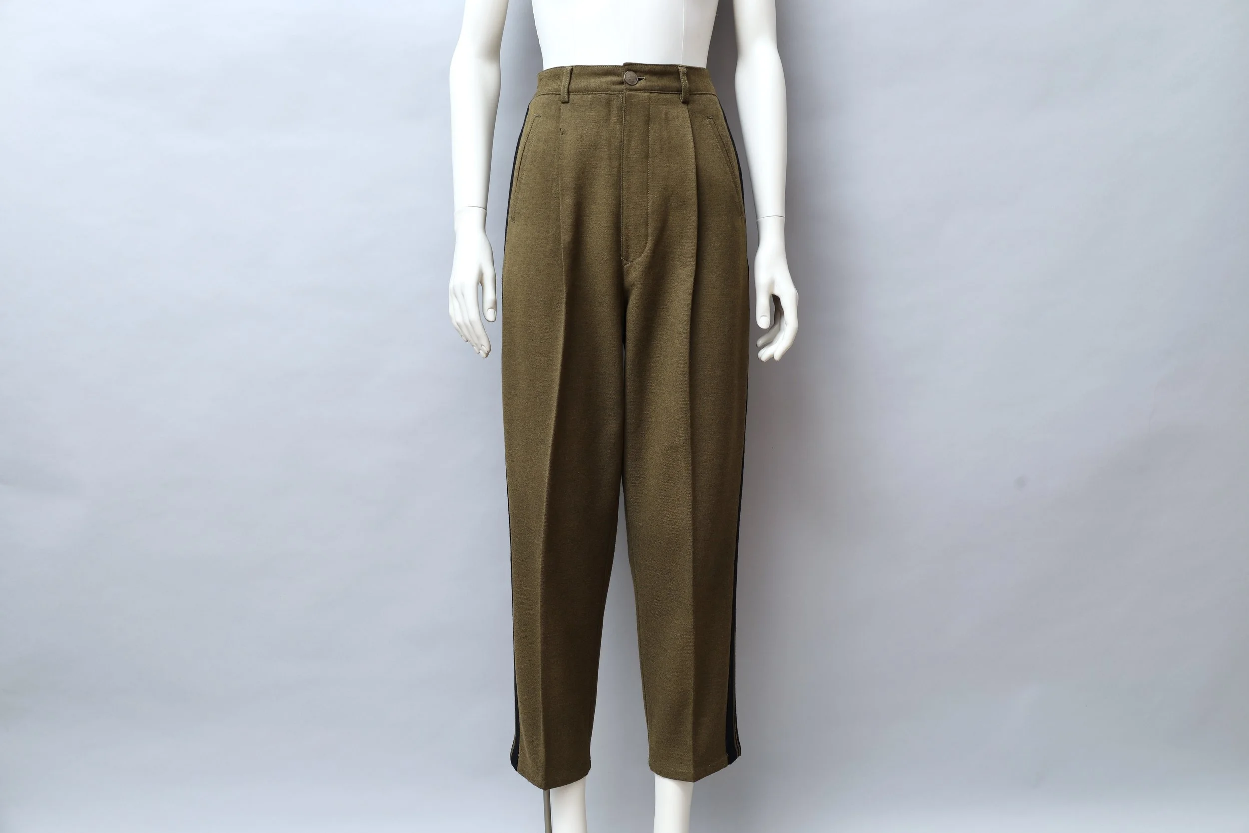 F/W 1989 Junior Gaultier side stripe felted wool pants