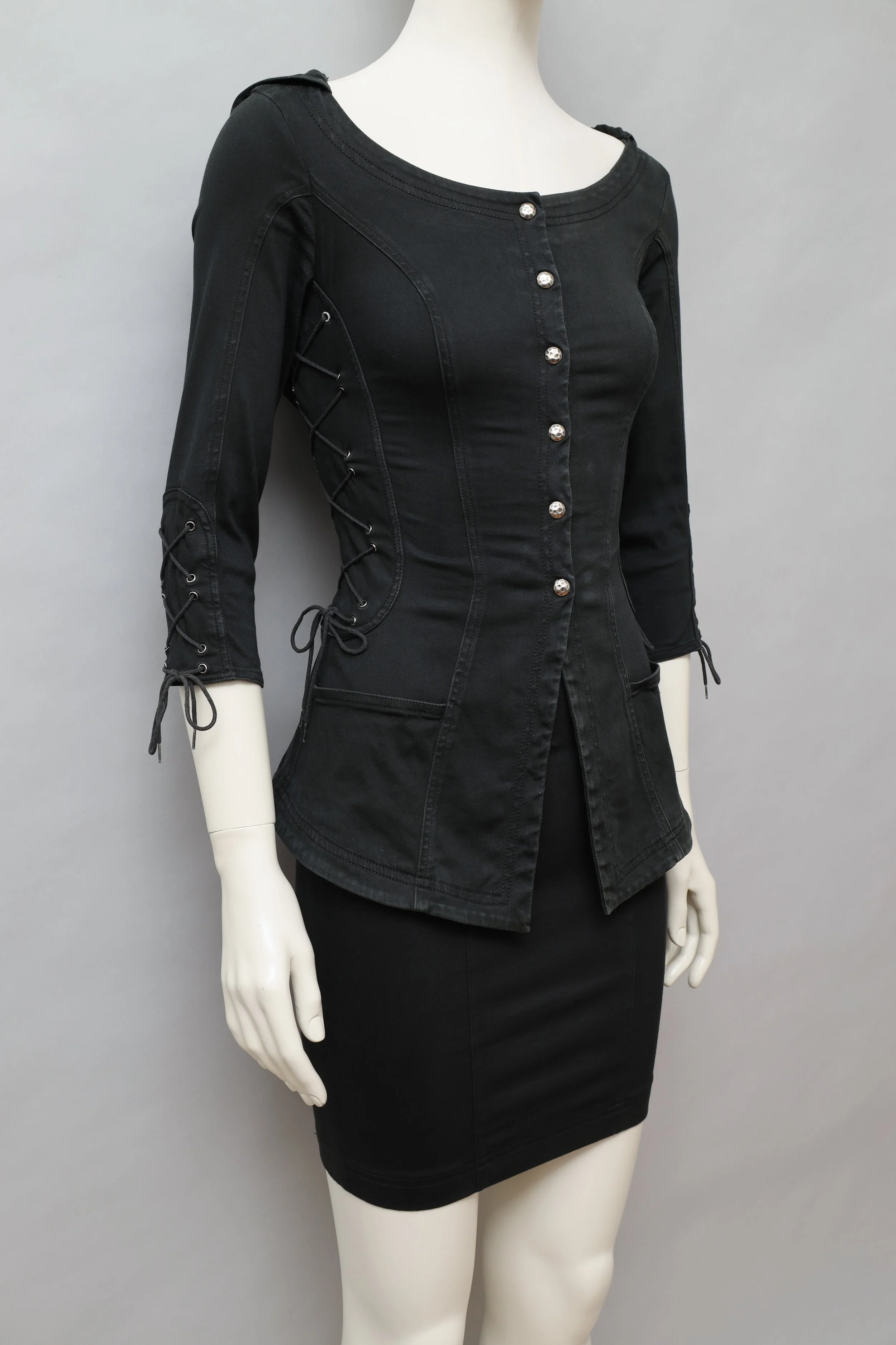 S/S 1991 Chantal Thomass black hooded lace ensemble