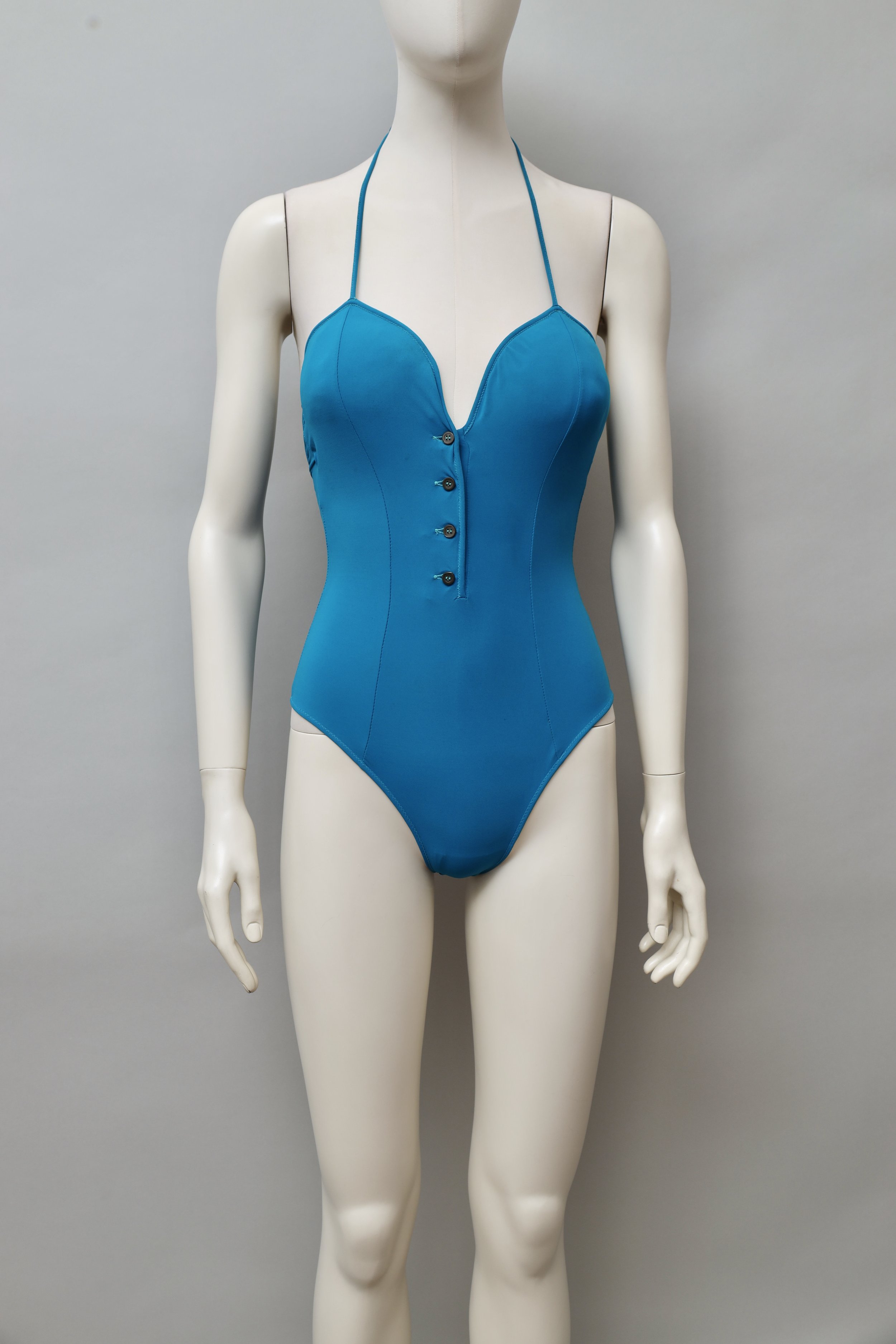 1990s Romeo Gigli Mare blue tiestring swimsuit