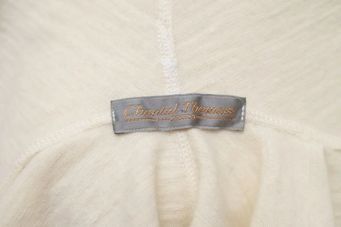 1980s Chantal Thomass cream wool angora blend buttoned liripipe hood