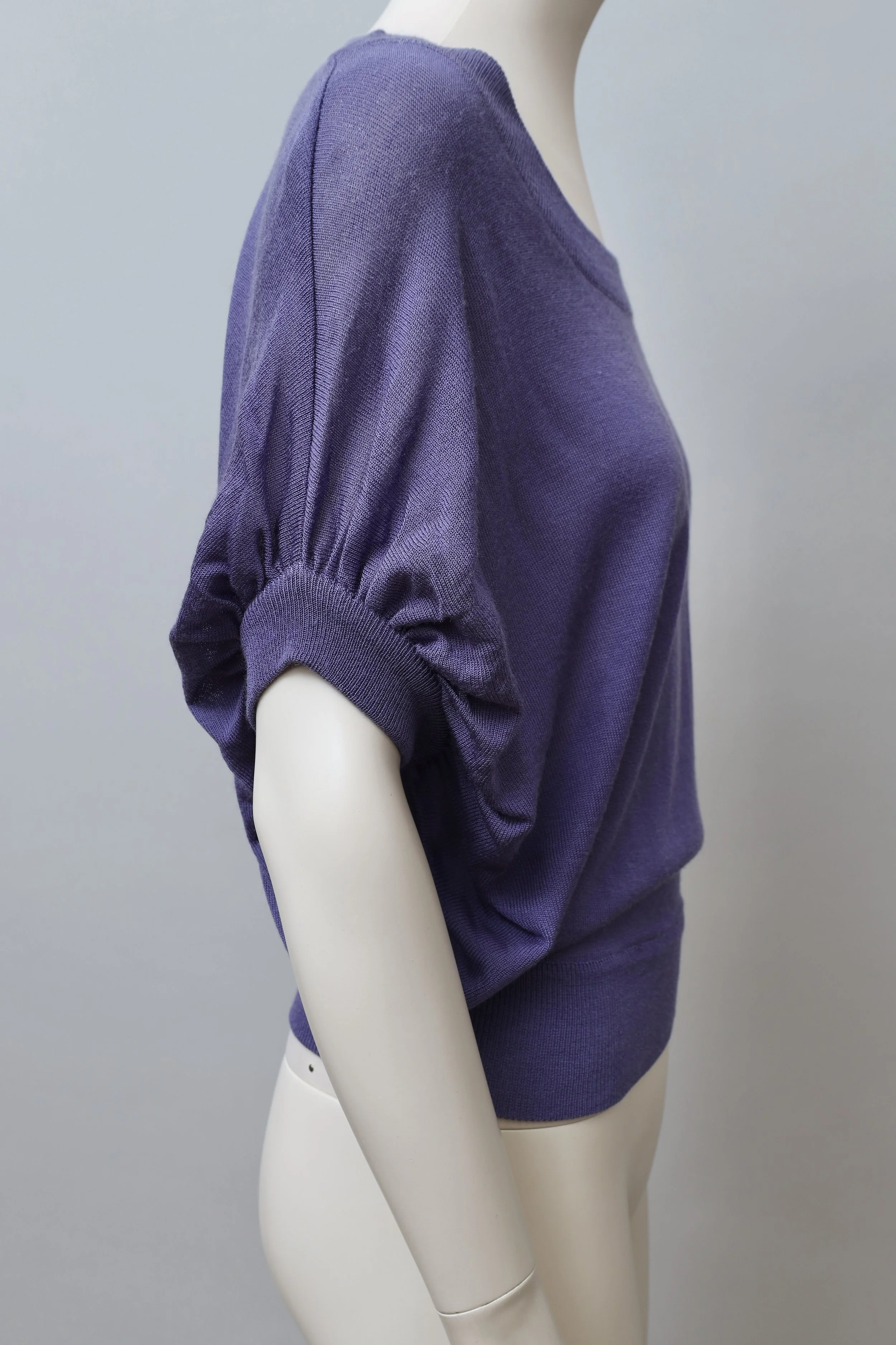 1970s Jungle Jap Kenzo Takada violet ruched batwing sleeve top