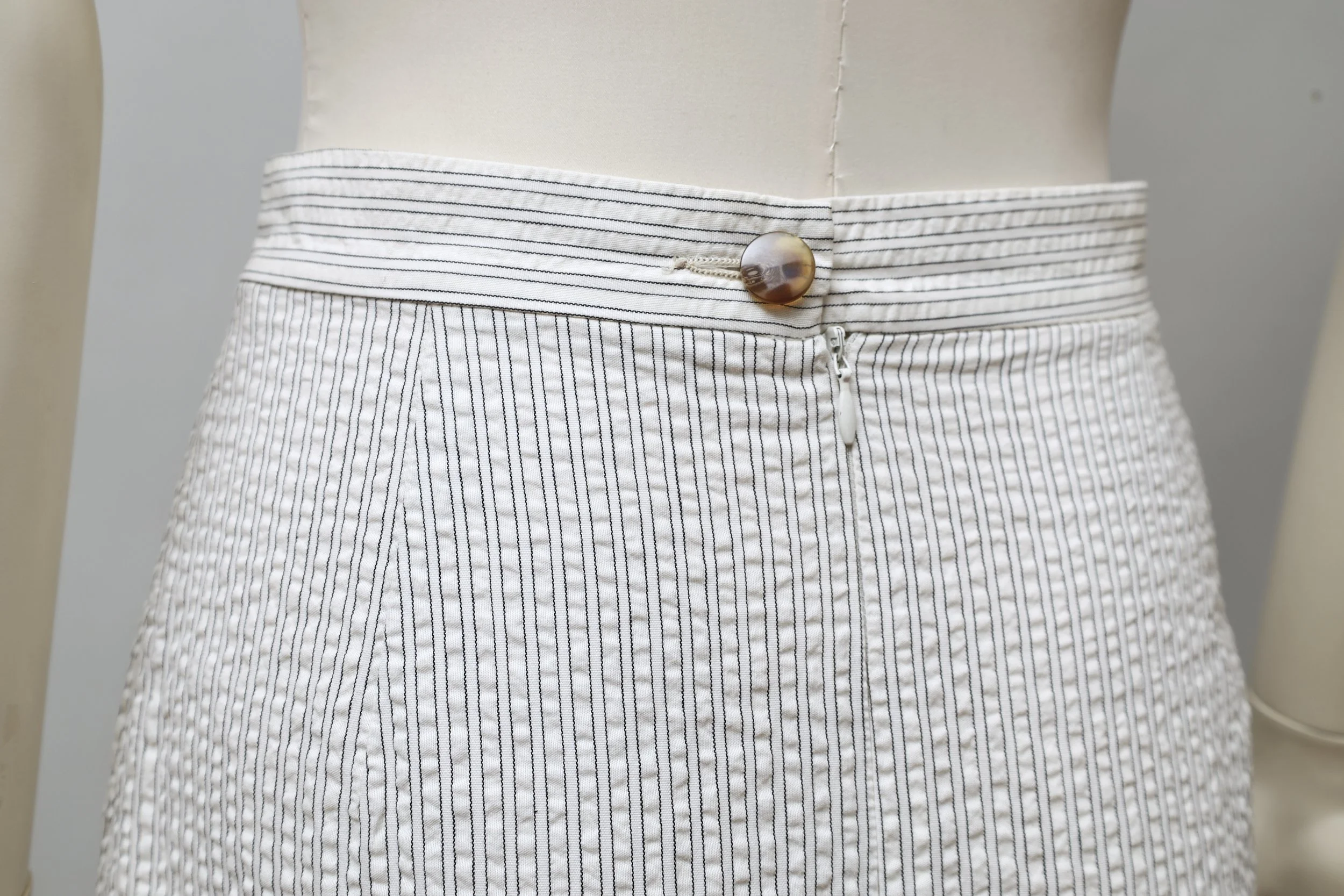 S/S 2008 Vivienne Westwood seersucker striped skirt button