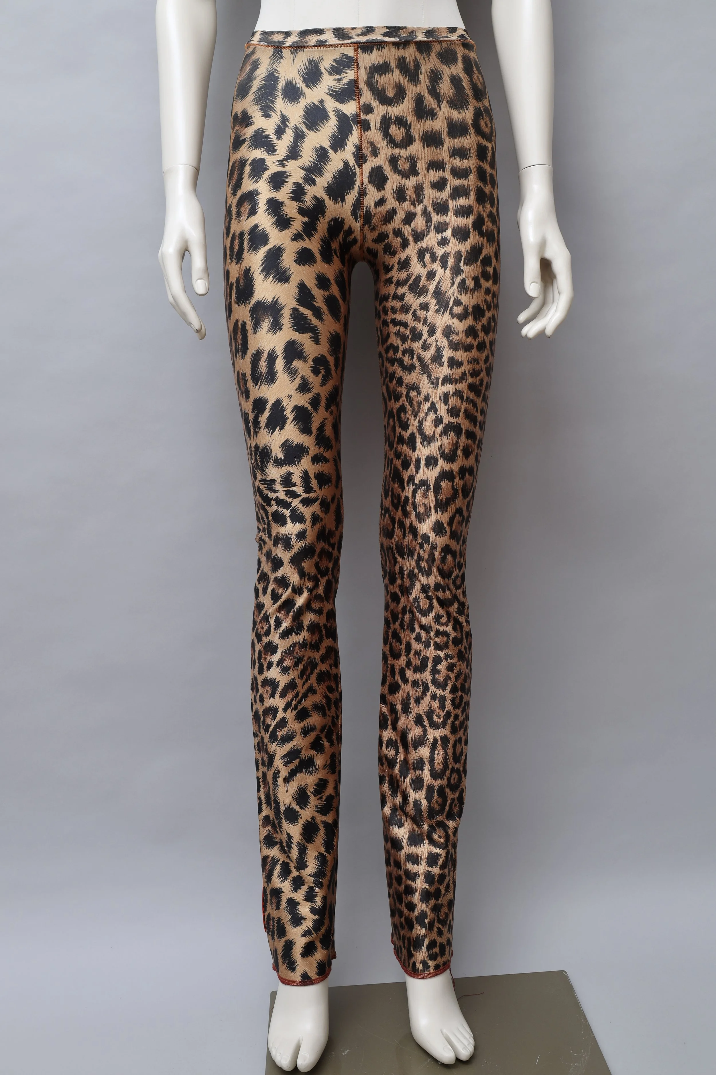 1990s Xuly Bët shiny leopard print stretch pants