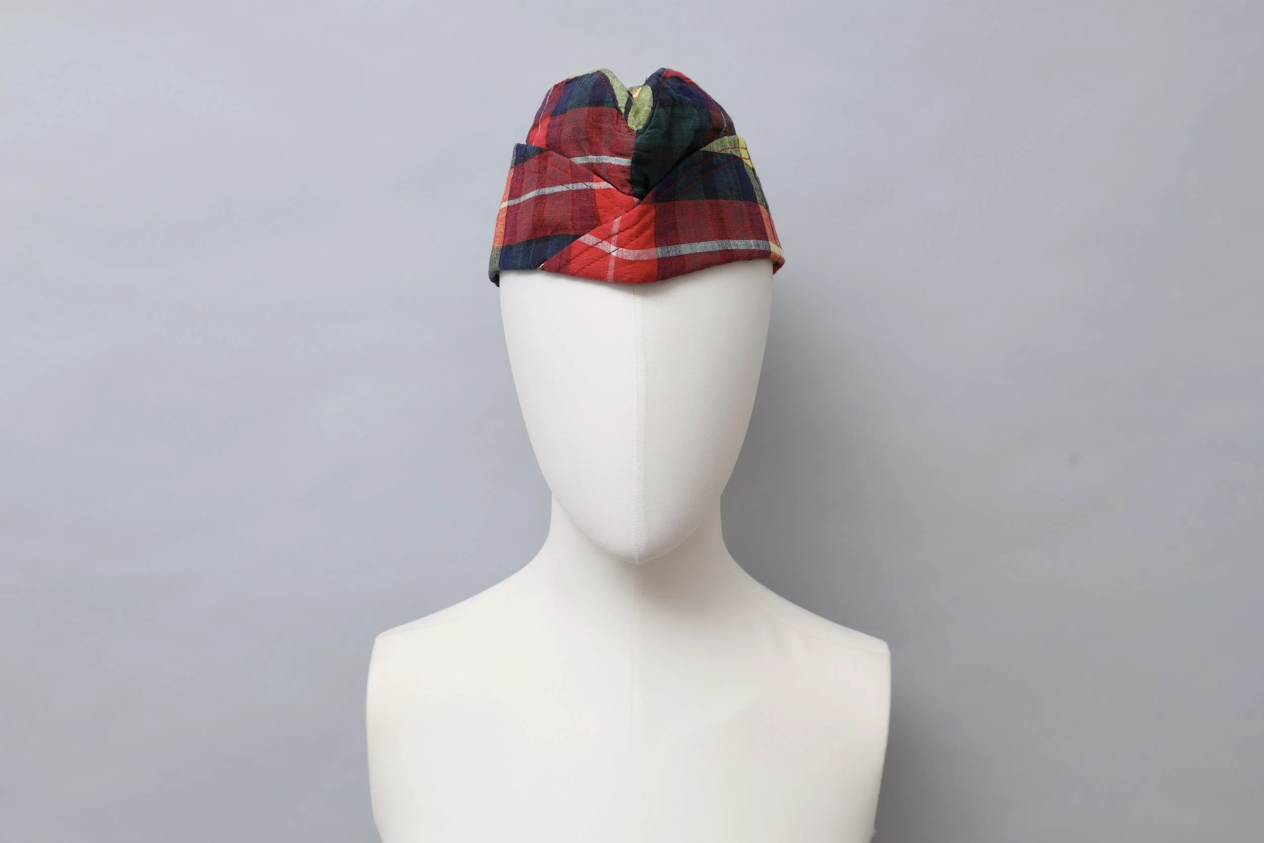 S/S 1984 Chantal Thomass red and yellow cotton tartan hat