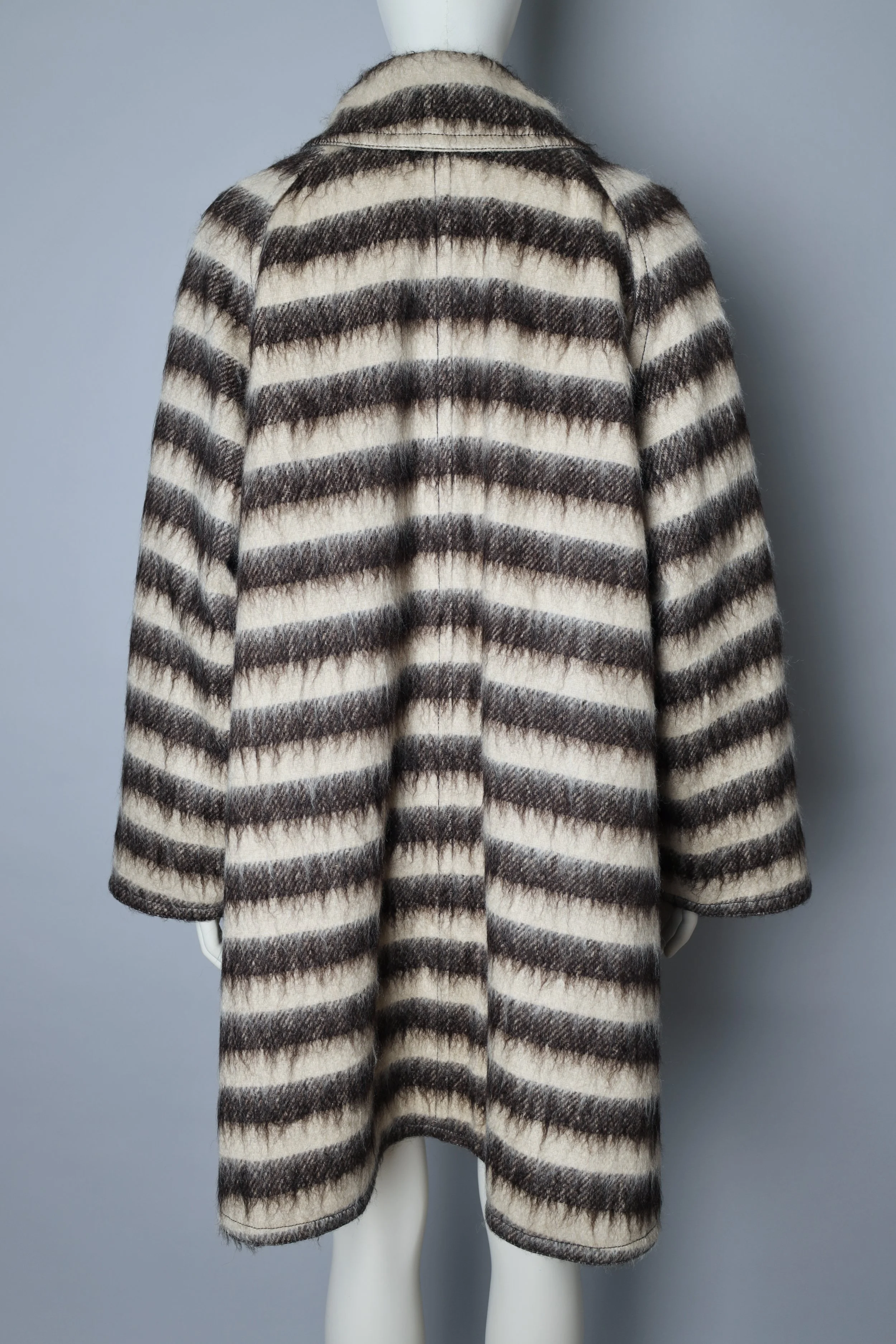 1990s Jean Paul Gaultier Femme reversible striped mohair trench coat