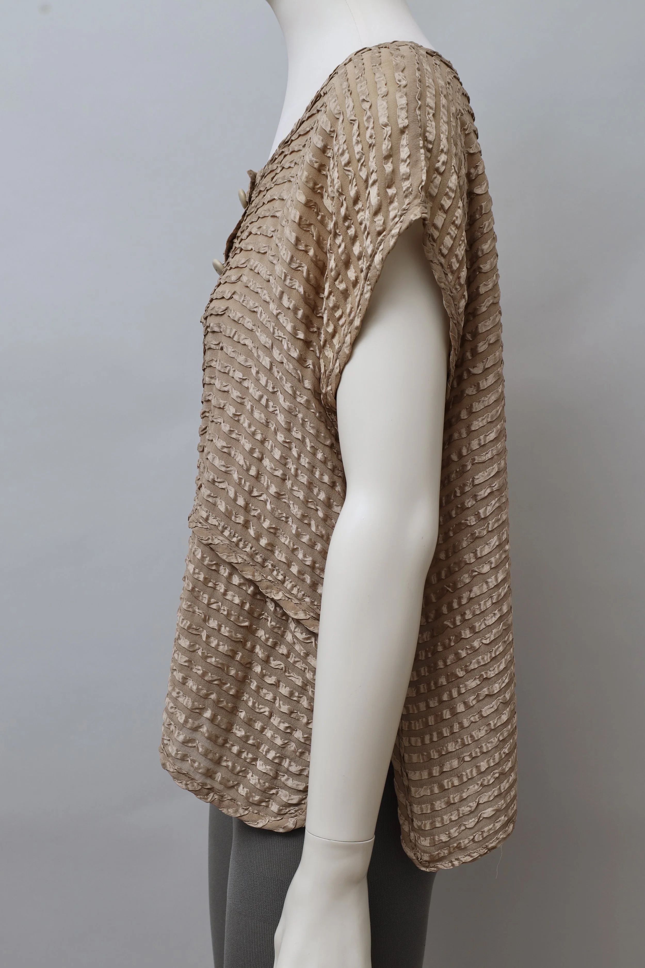 S/S 1985 Chantal Thomass taupe crinkled silk top