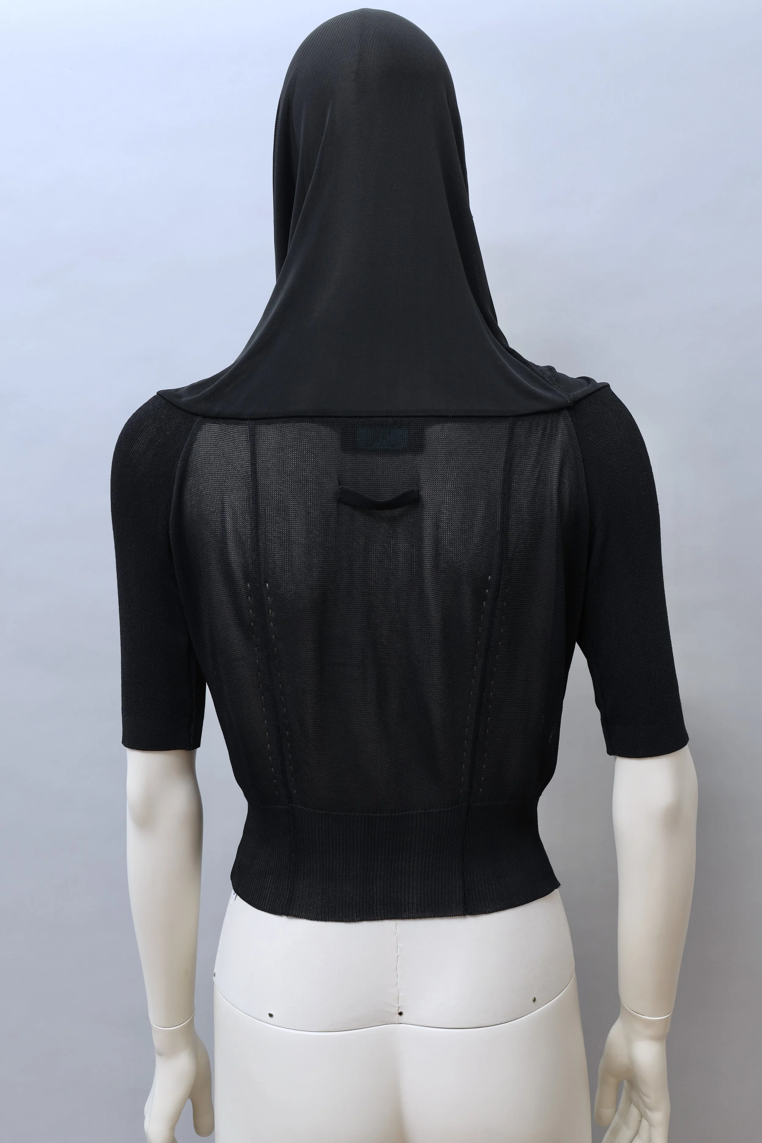 1990s Jean Paul Gaultier black knit off shoulder top