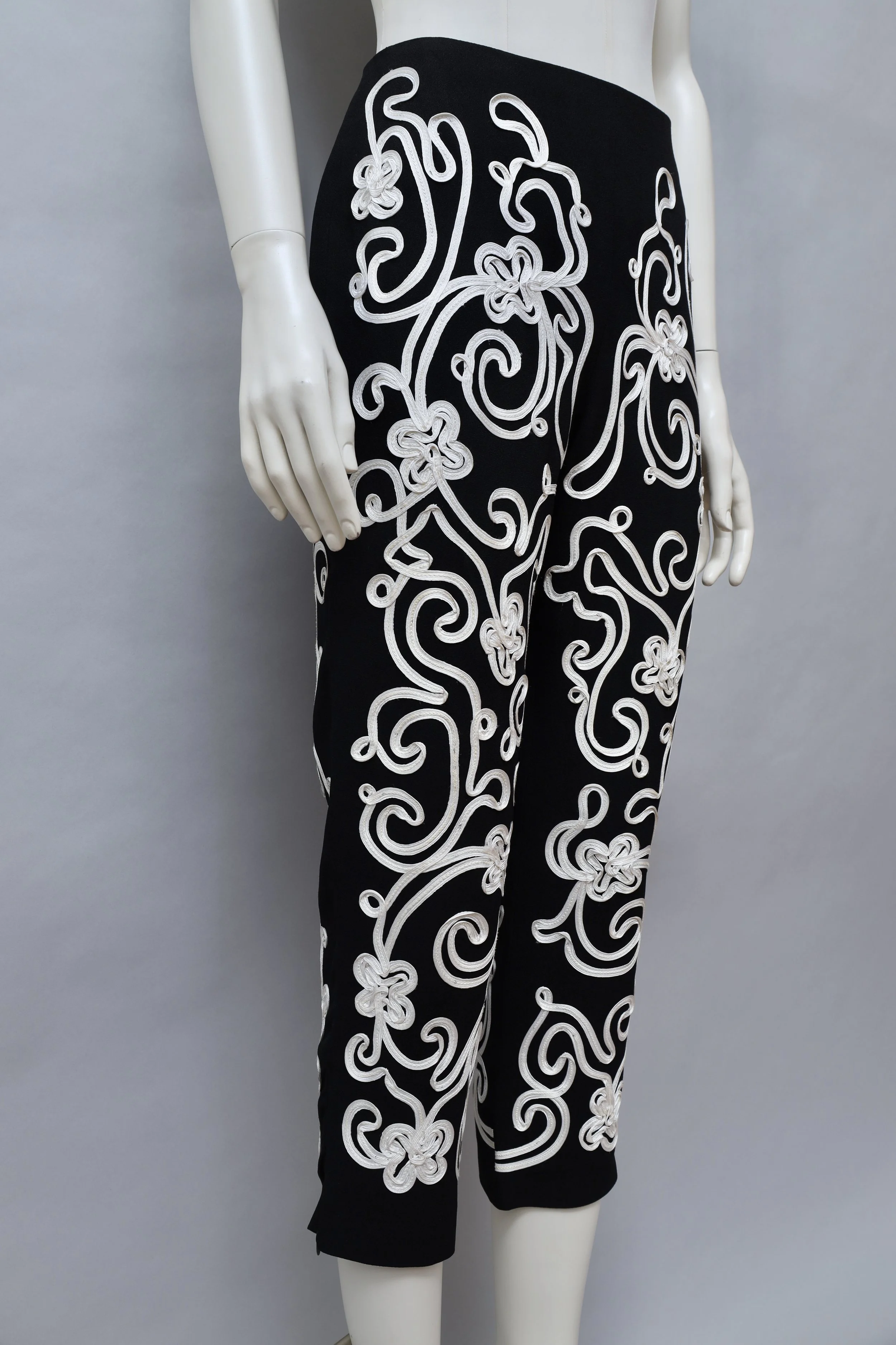 S/S 1988 Norma Kamali black and white passementerie pants