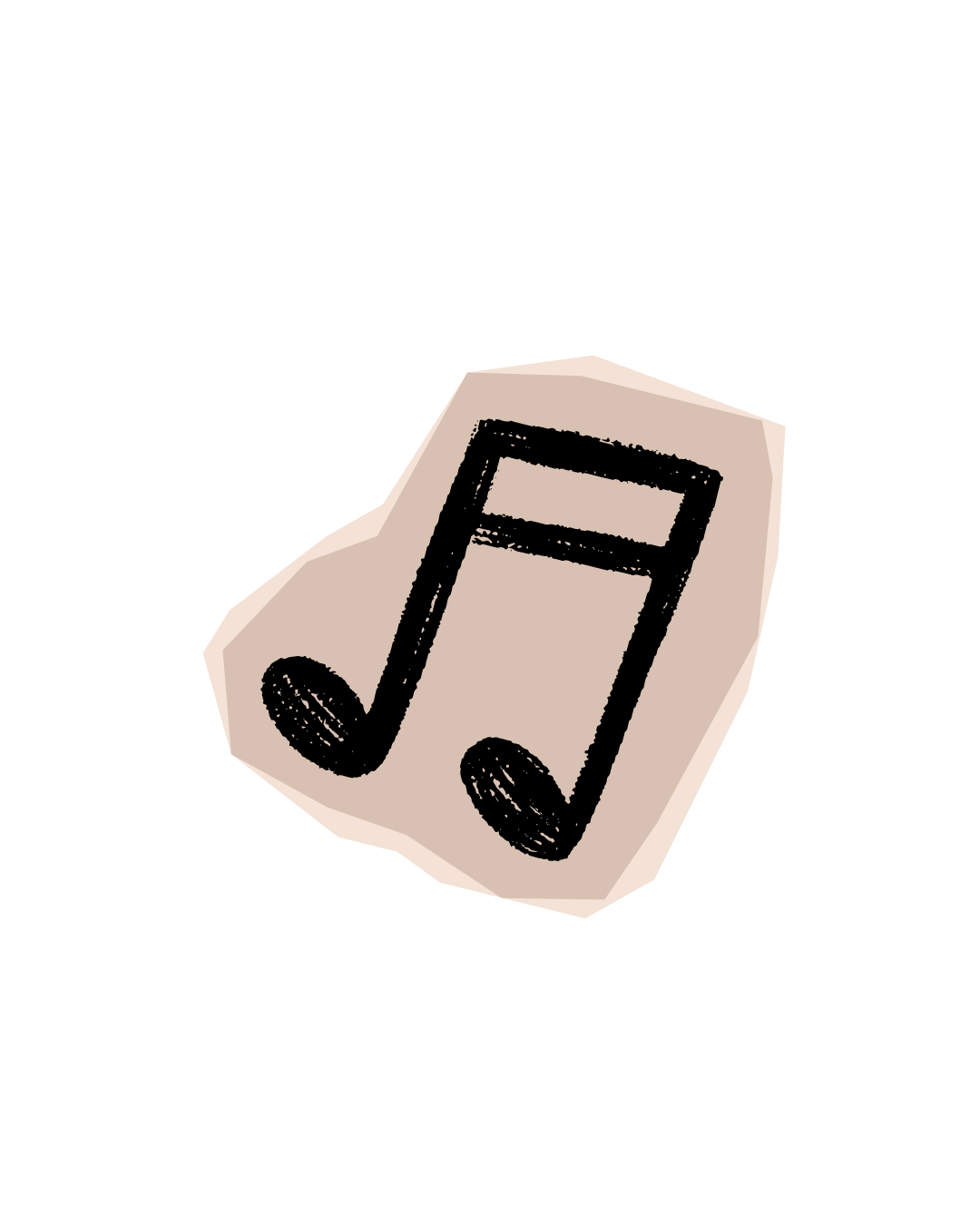 Illustration of a music note icon on a beige paper with torn edges.