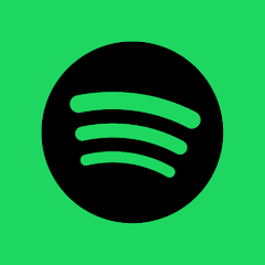 Spotify logo with a black circle and green background
