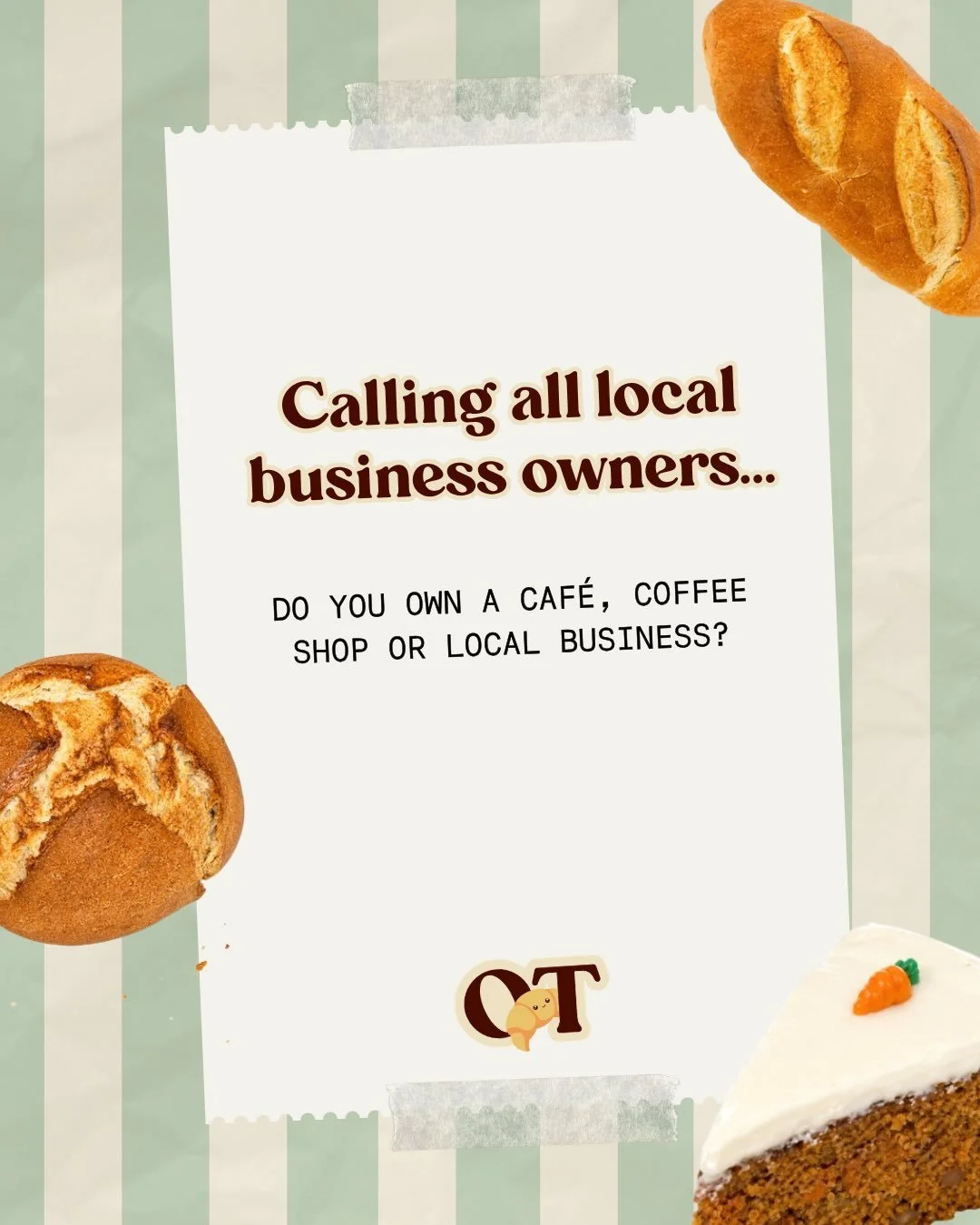 Calling all local business owners 👋

Whether you run a caf&eacute;, coffee shop or local business, or you&rsquo;ve got an event coming up and need something delicious for your guests, Oven Tales would love to help 🤎

We offer wholesale and larger o