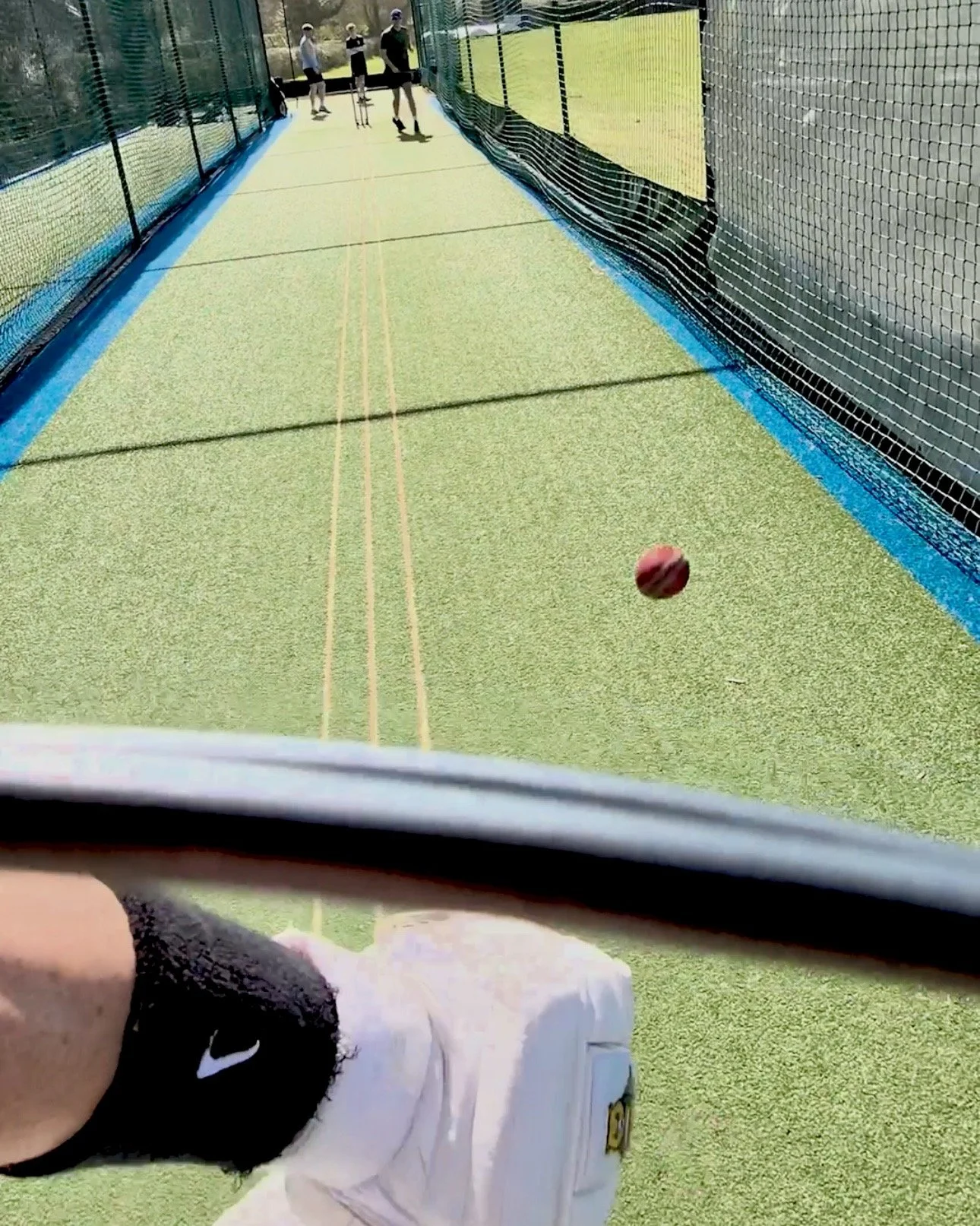 Meta AI Glasses filming POV (cricket batter) in a net session...