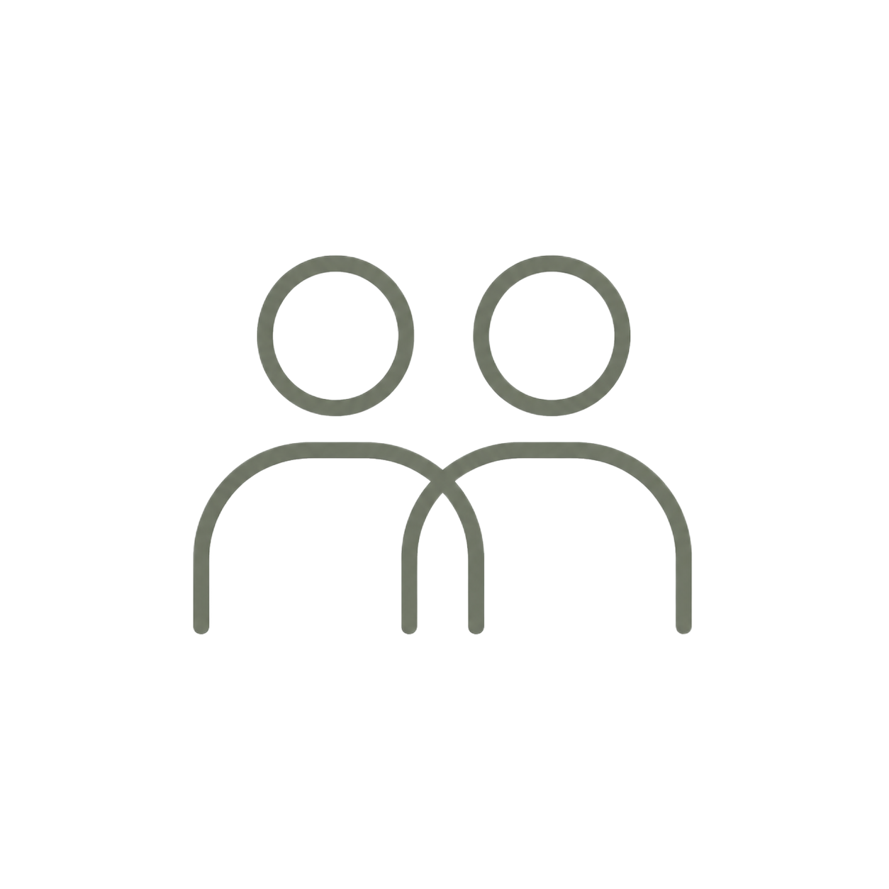Symbol für eine Gruppe von zwei Menschen, minimalistisches Icon in Schwarz und Weiß.