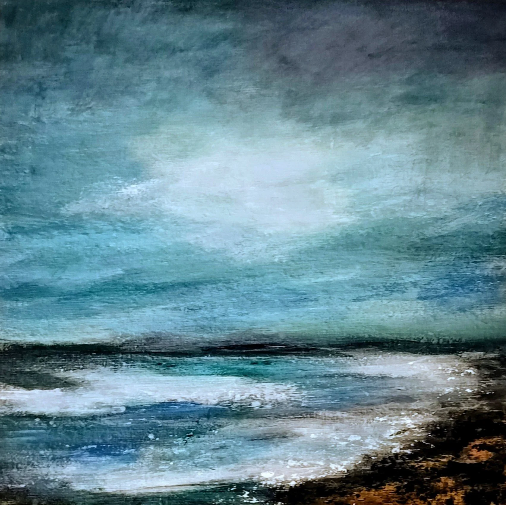 This painting is acrylic on a 30cms X 30cms canvas panel. Title: A Place of Peace