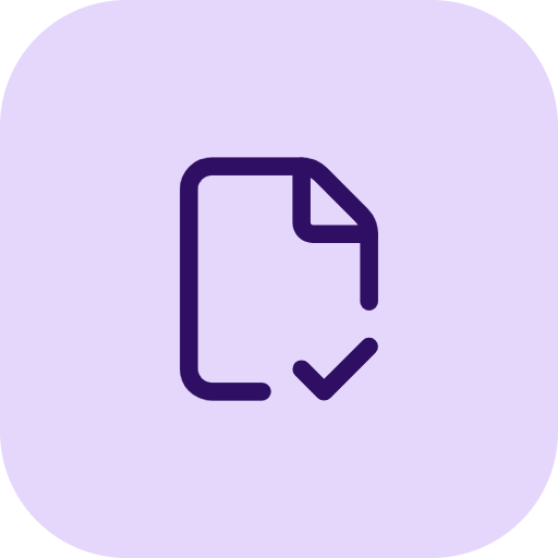 Icon of a document with a check mark.