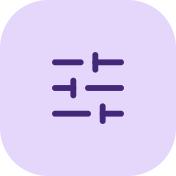 Icon of adjustable sliders on a purple background indicating settings or controls.