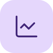 Simple line graph icon on a purple background