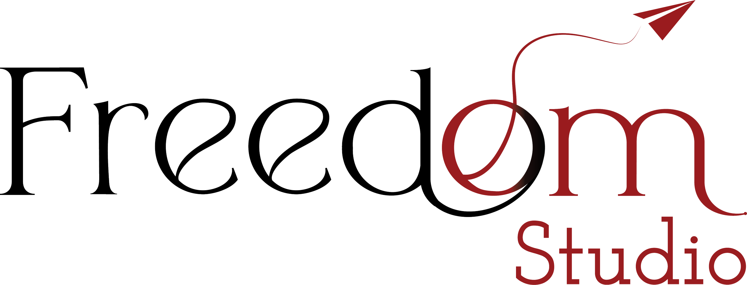 Freedream Studio logo with the word 'Freedream' in large text, 'Studio' in smaller text below, with a red arrow integrated into the 'm' in 'dream'.