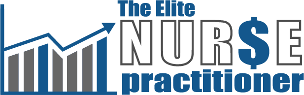 Logo for The Elite Nurse Practitioner featuring a rising bar graph and upward arrow.