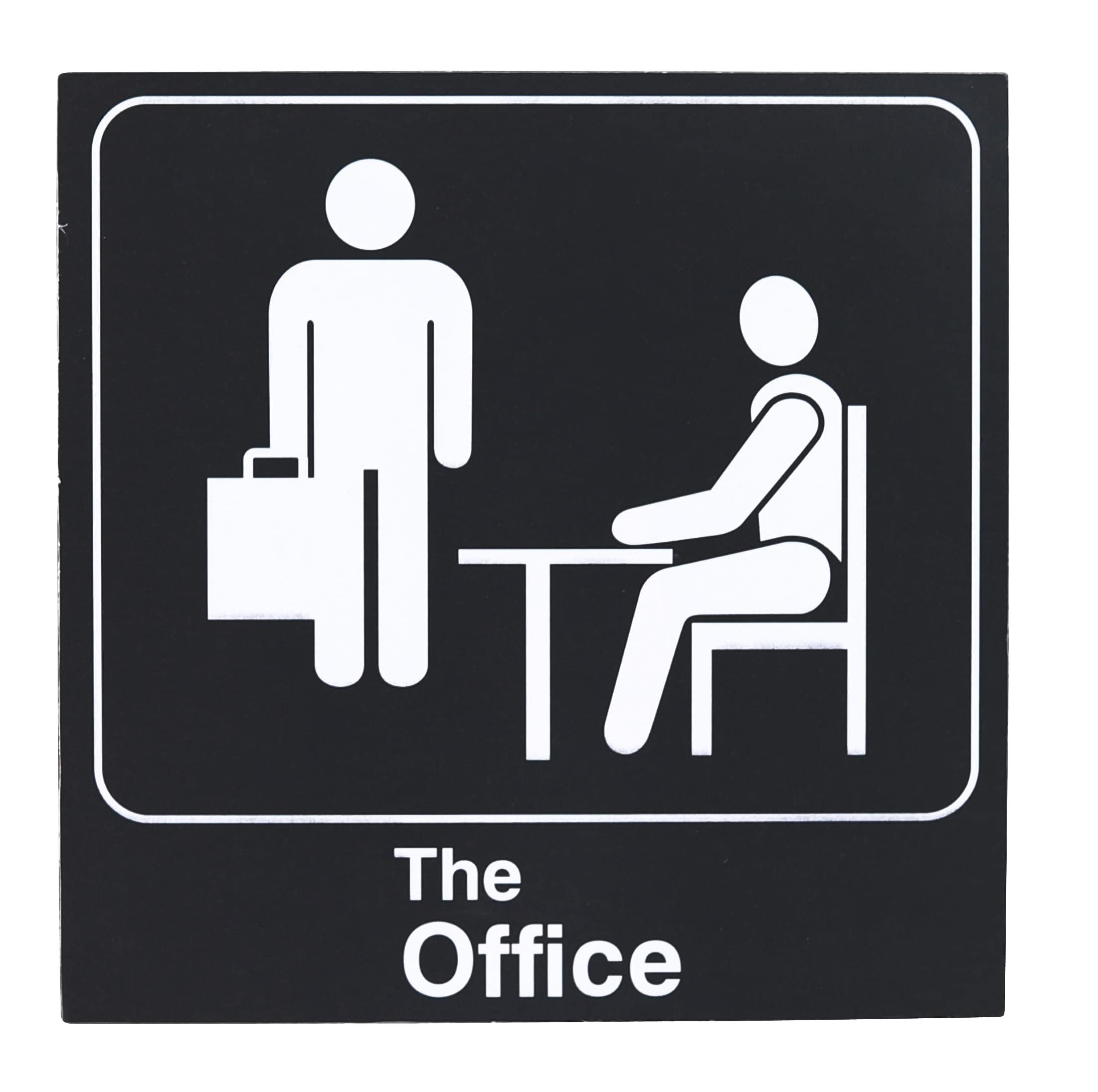 Sign indicating a line for the office.
