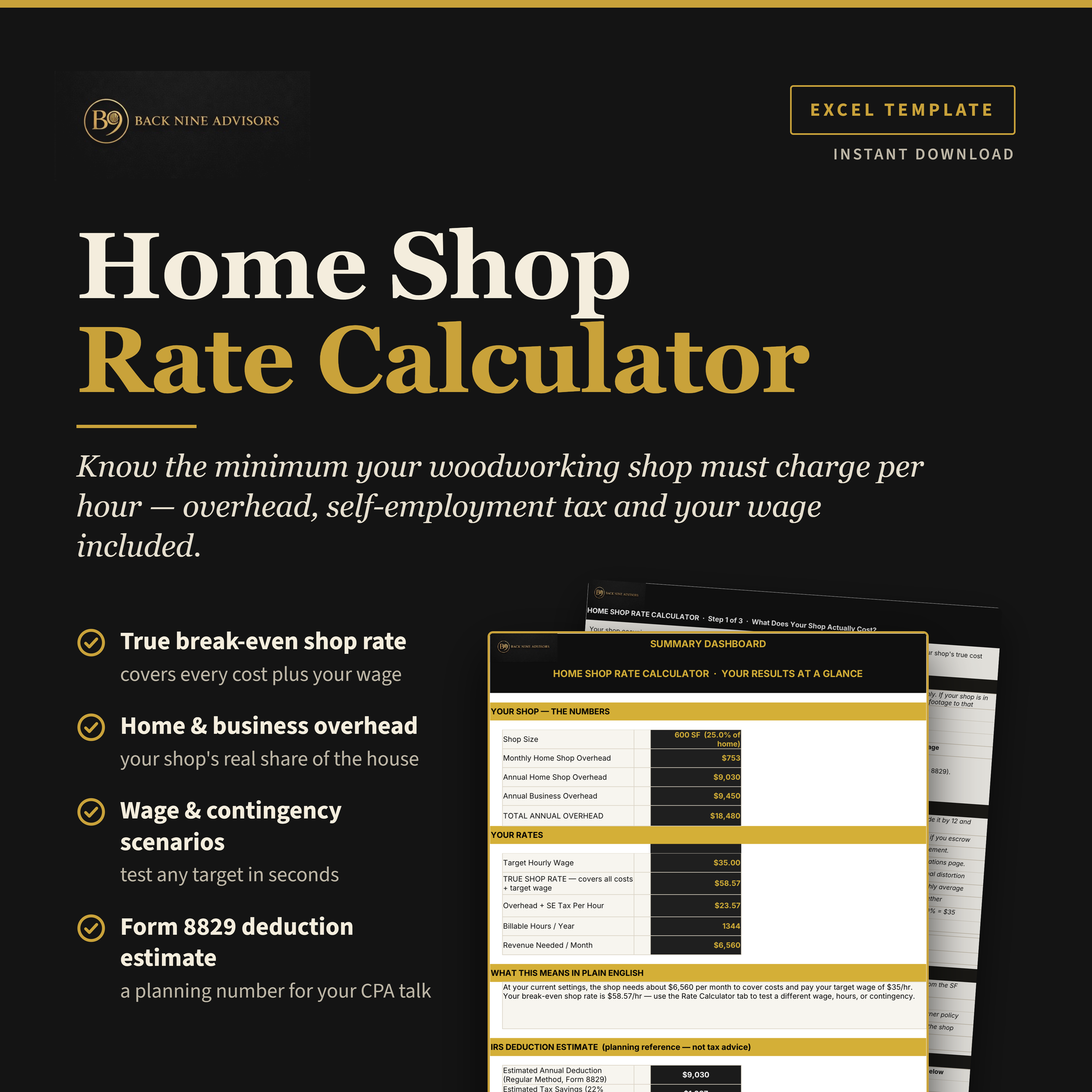Shop Rate Calculator - Back 9