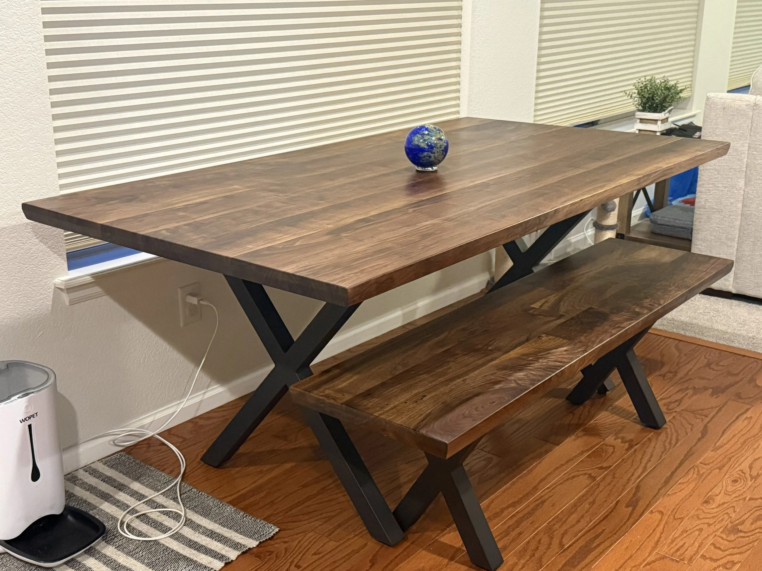 Black Walnut Table and Matching Bench