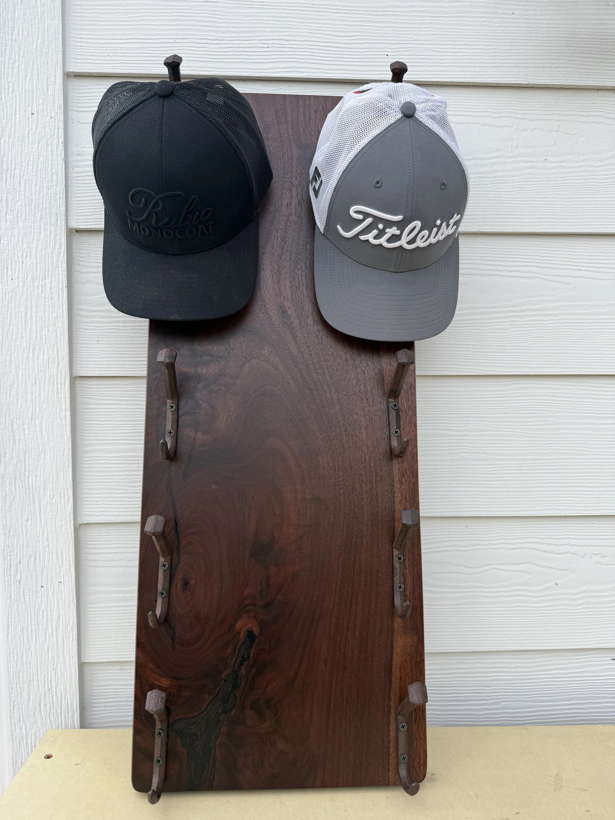 Custom Hat Rack with Railroad Spike Hooks - Private Commission 