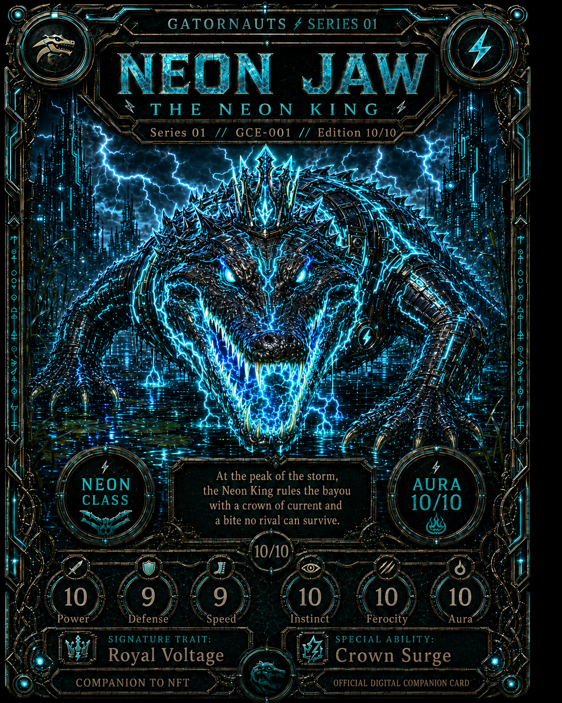 Gatornauts Neon Jaw character card shown as an archival collection preview