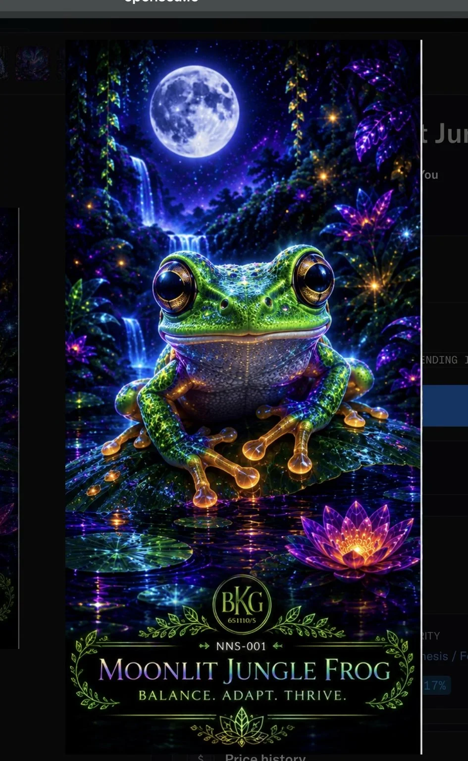 Neon Nature Spirits preview featuring the Moonlit Jungle Frog collector card