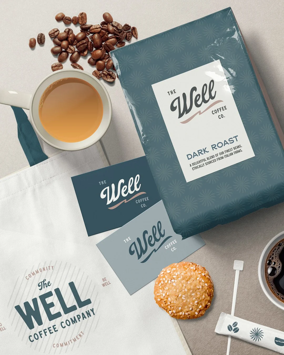 Frosting Creative Co. designed a new brand identity for The Well Coffee Co.