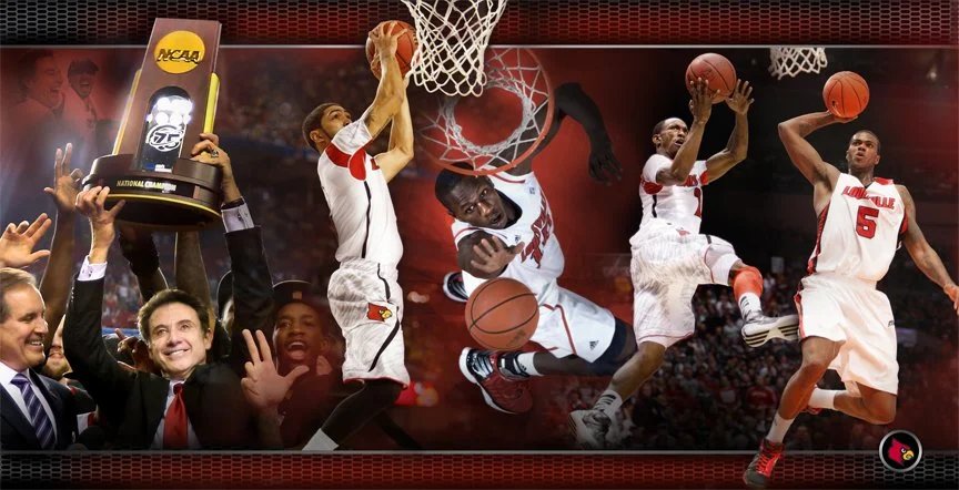 Wall graphics for University of Louisville Athletics following the 2013 NCAA men's basketball national championship. Frosting Creative Co. can use environmental graphics design to help you organization reach its goals.