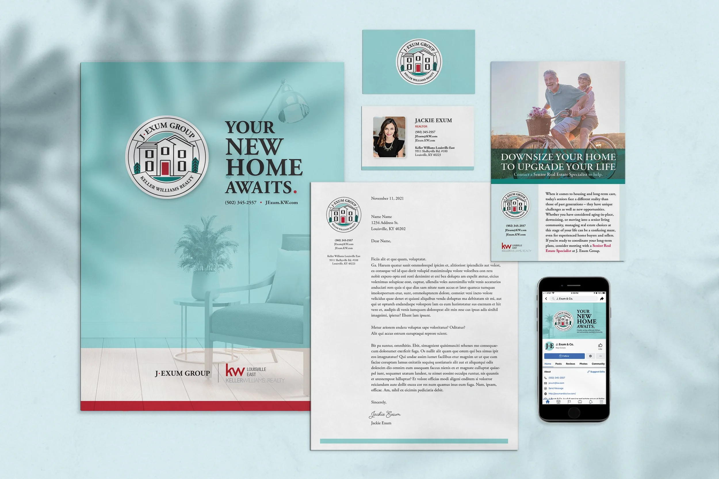 Brand visual identity and logo design and stationary for J.Exum Group in Louisville Kentucky. Frosting Creative Co. is experienced in helping real estate groups reach their goals.