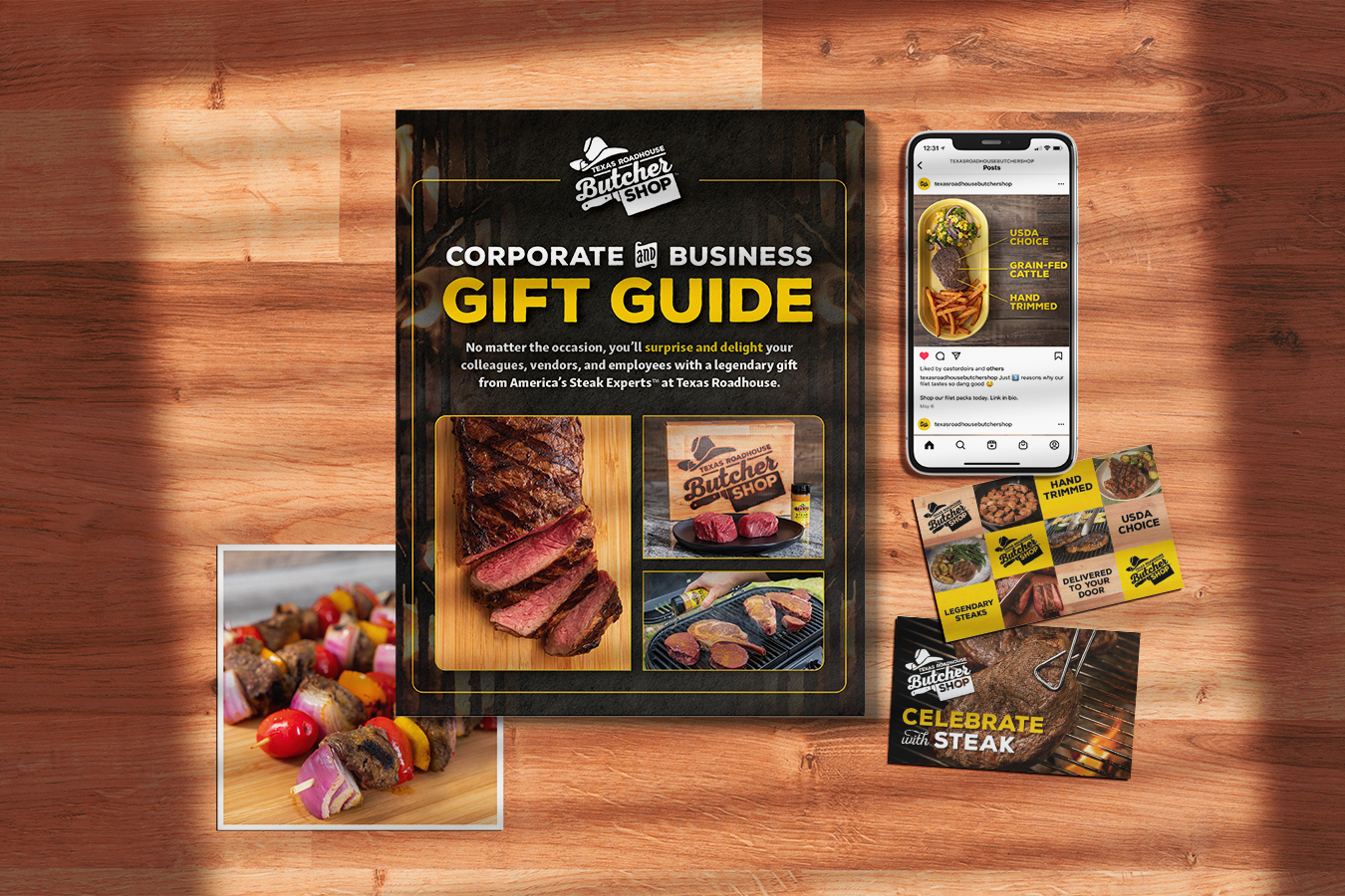 Stationary design, brand reach for Texas Roadhouse Butcher Shop. Frosting Creative Co. has extensive experience designing for food and beverage brands.