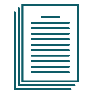 Outline or stack of documents or papers with lines representing text