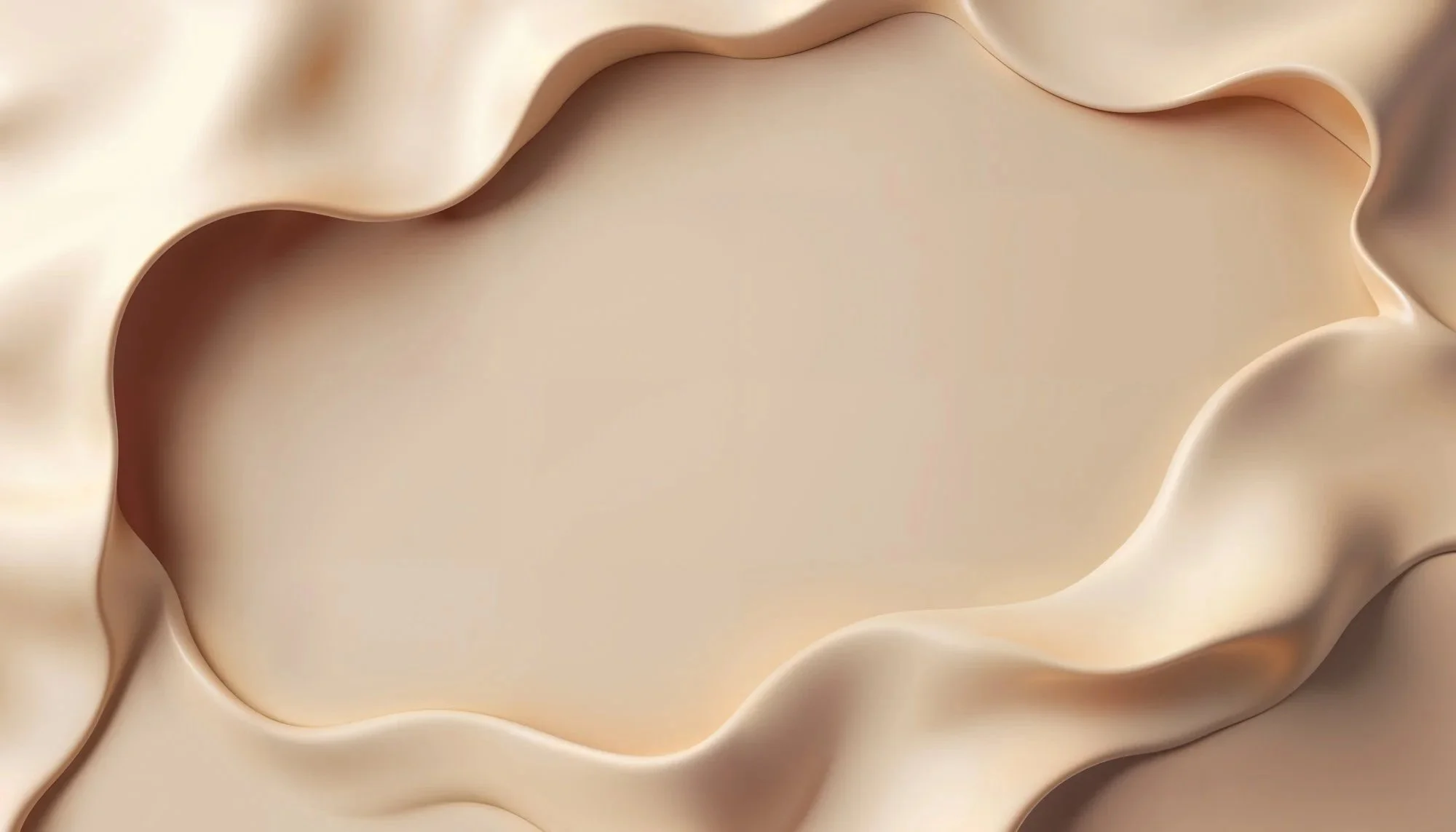 Close-up of beige-colored ruffled fabric, possibly silk or satin, with soft folds and curves.
