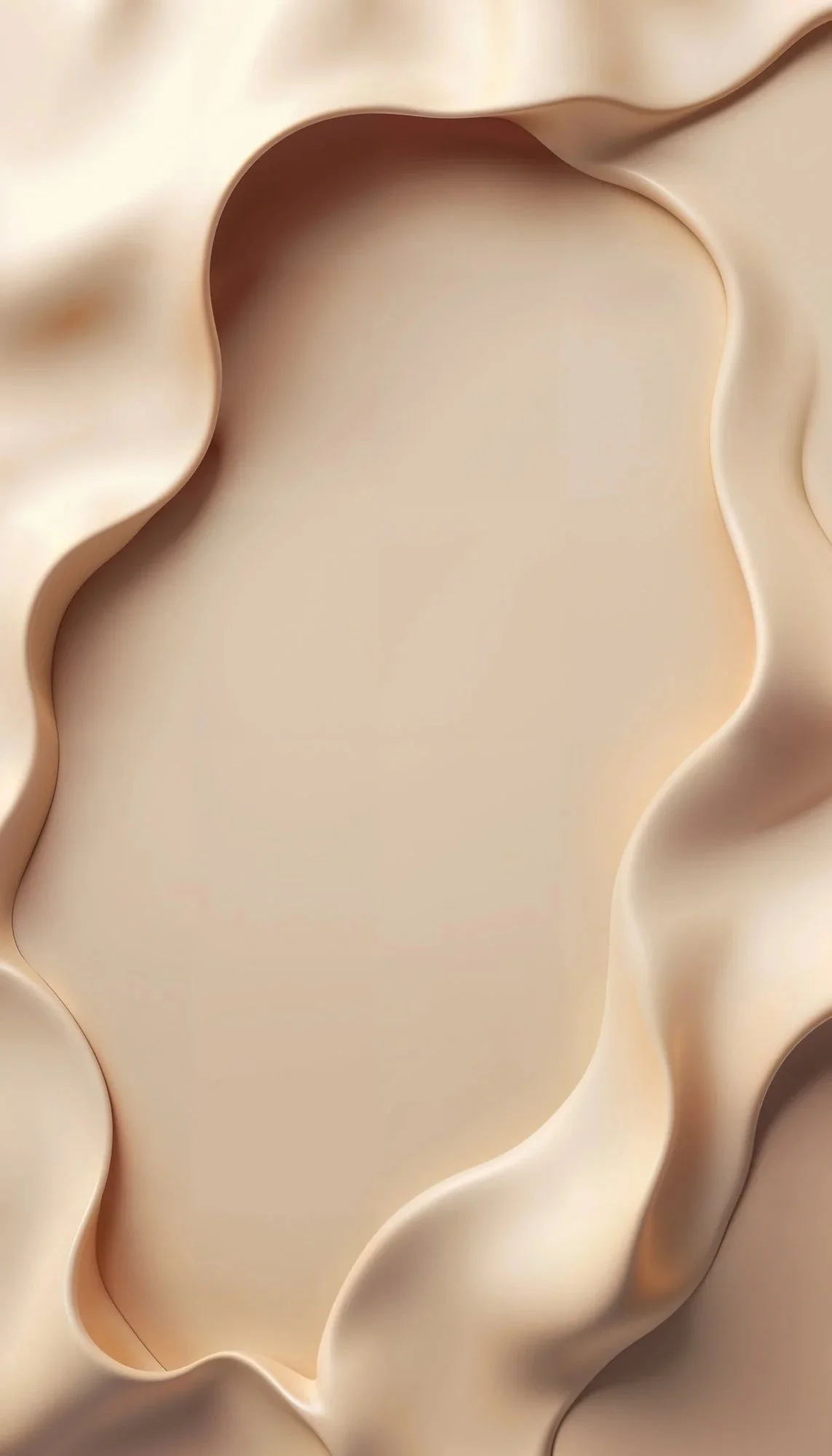 Close-up of cream-colored, wavy, layered paper or fabric with smooth, flowing curves.