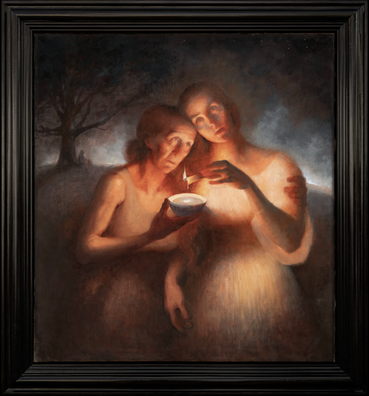 The Fortune Teller (2020 and 2025) oil on canvas, 100 x 110 cm.